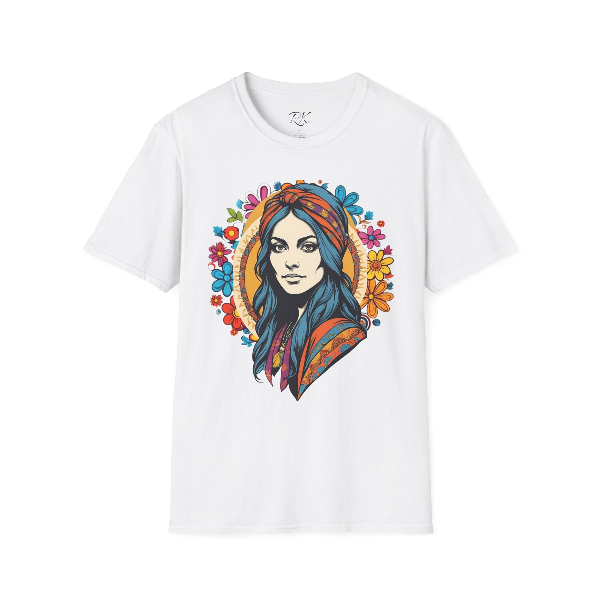 Bohemian Floral T-Shirt, Hippie Shirt, Peace Sign Tee, Gift for Festival Lovers, Artistic Apparel, Unisex Graphic Tee
