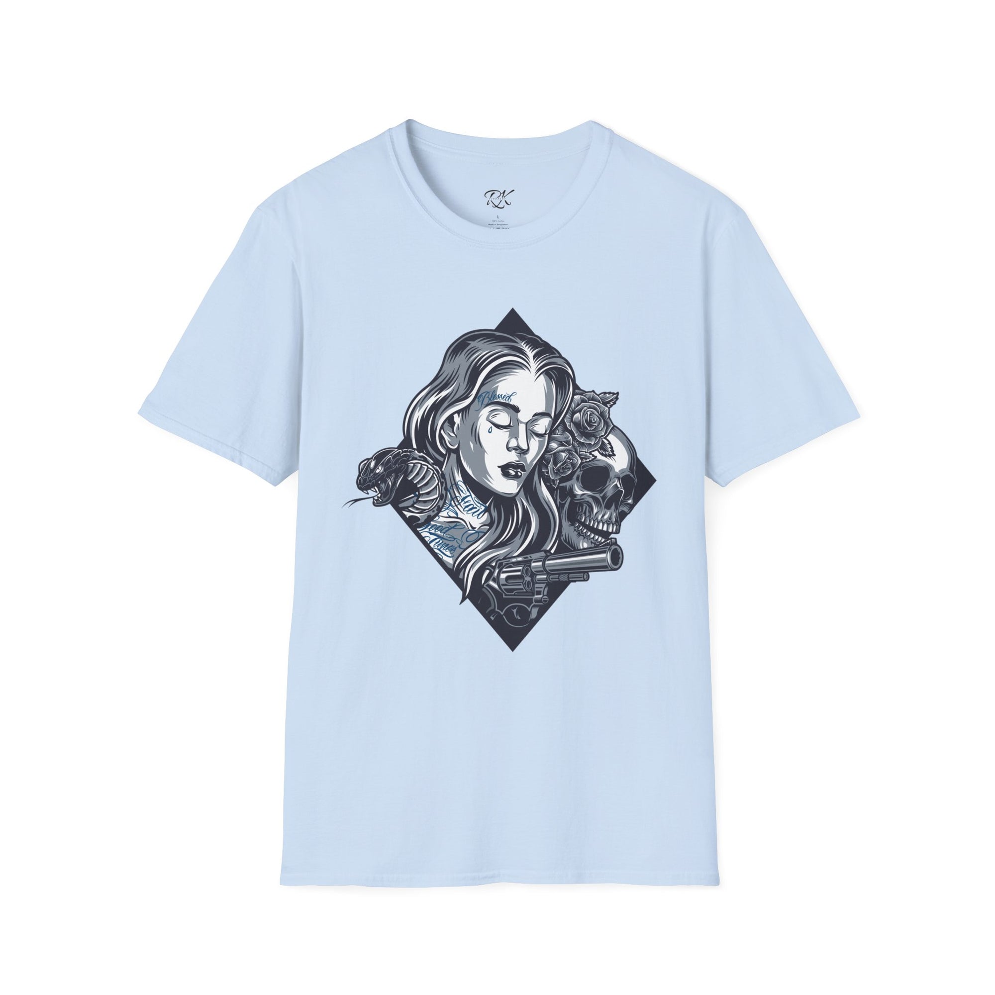 Edgy Graphic Tee, Unisex T-Shirt with Skull and Rose Design, Stylish Casual Wear, Perfect for Gift Giving, Comfortable Everyday Attire
