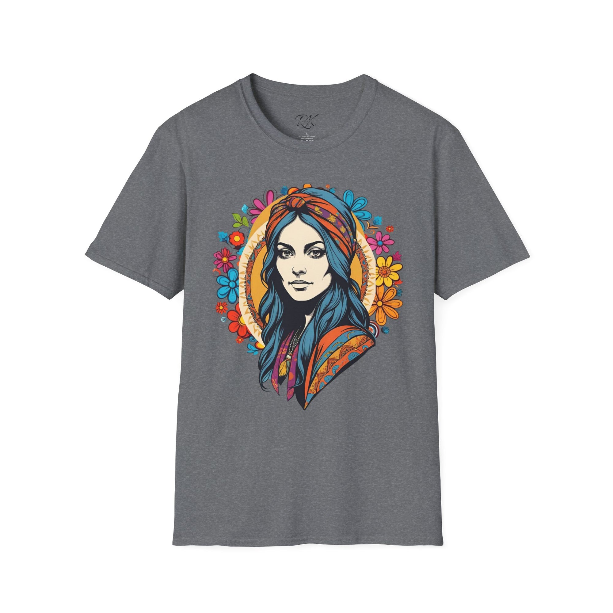 Bohemian Floral T-Shirt, Hippie Shirt, Peace Sign Tee, Gift for Festival Lovers, Artistic Apparel, Unisex Graphic Tee
