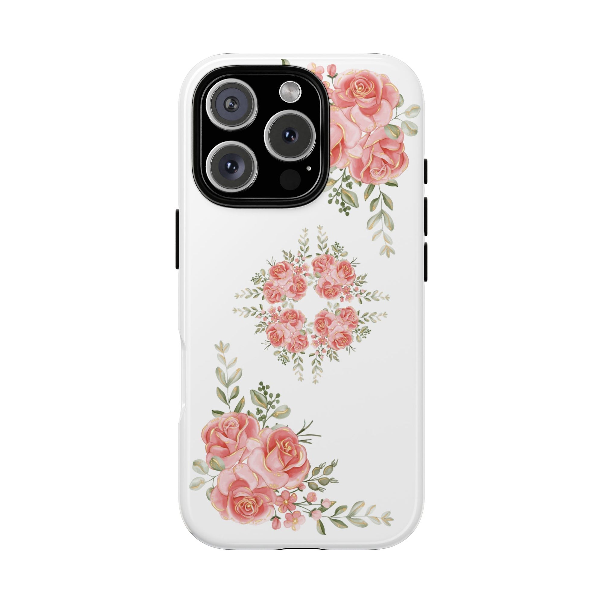 Floral Phone Case, Tough iPhone Case, Rose Design Case, Gift for Her, Floral Phone Cover