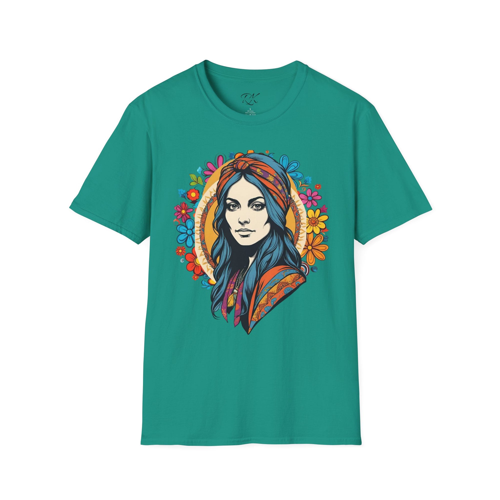 Bohemian Floral T-Shirt, Hippie Shirt, Peace Sign Tee, Gift for Festival Lovers, Artistic Apparel, Unisex Graphic Tee
