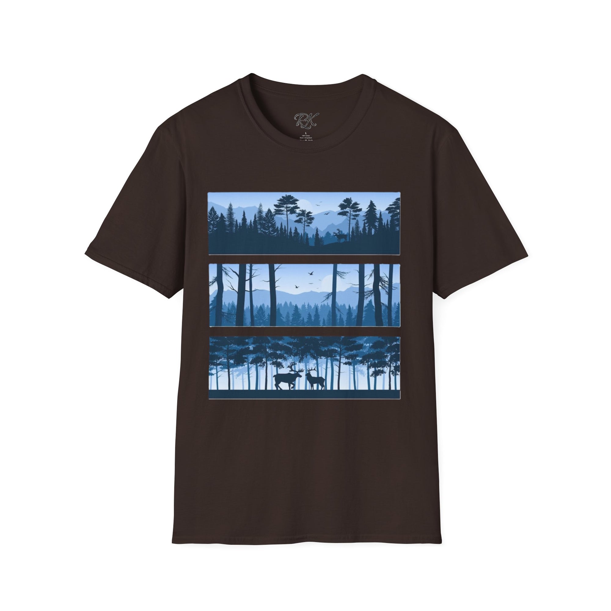 Mountain Landscape Unisex Softstyle T-Shirt | Nature Lover Gift, Outdoor Adventure Tee, Relaxed Fit, Casual Wear, Camping Shirt