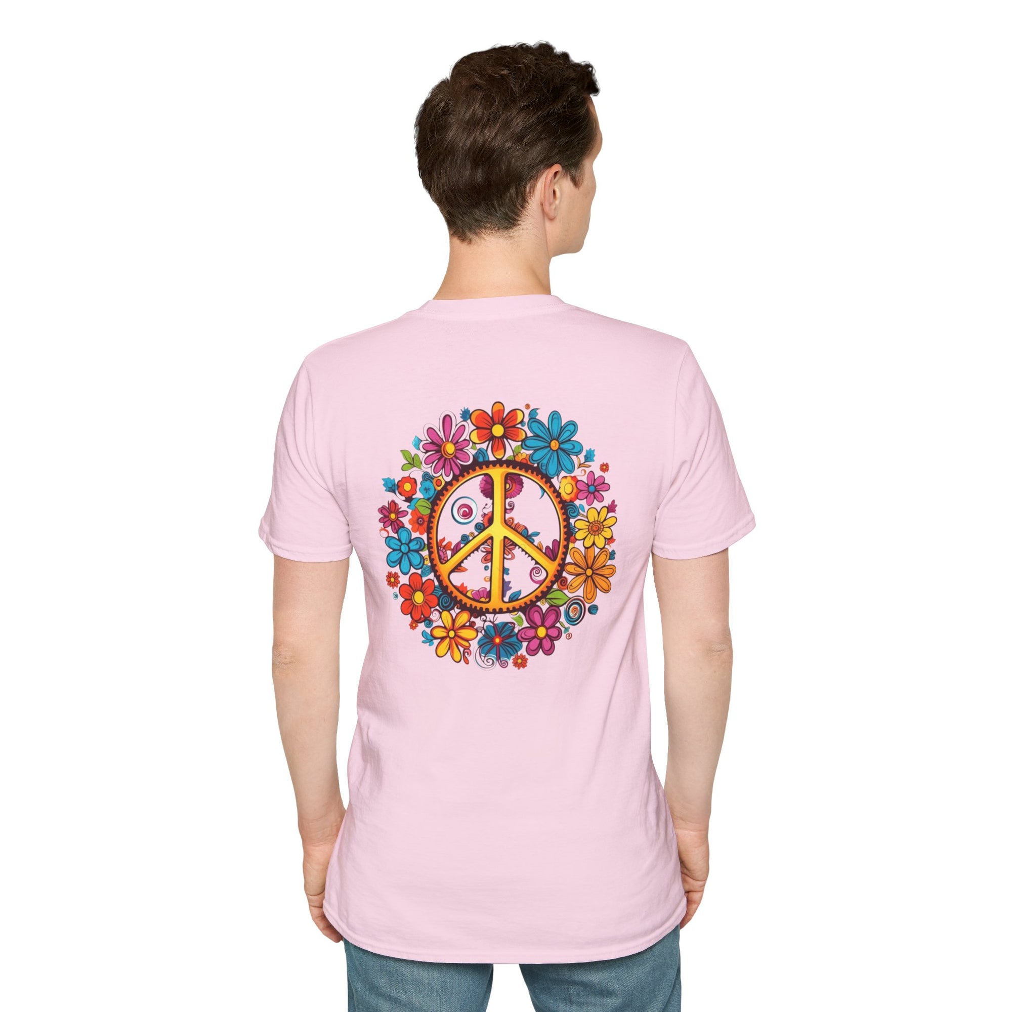 Bohemian Floral T-Shirt, Hippie Shirt, Peace Sign Tee, Gift for Festival Lovers, Artistic Apparel, Unisex Graphic Tee