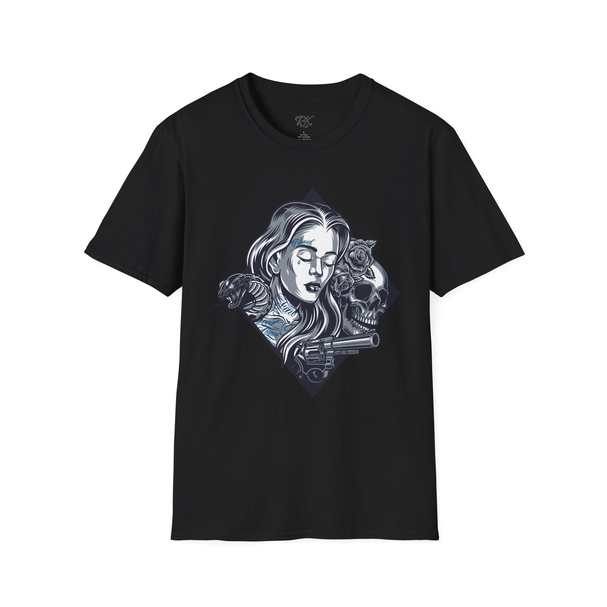 Edgy Graphic Tee, Unisex T-Shirt with Skull and Rose Design, Stylish Casual Wear, Perfect for Gift Giving, Comfortable Everyday Attire