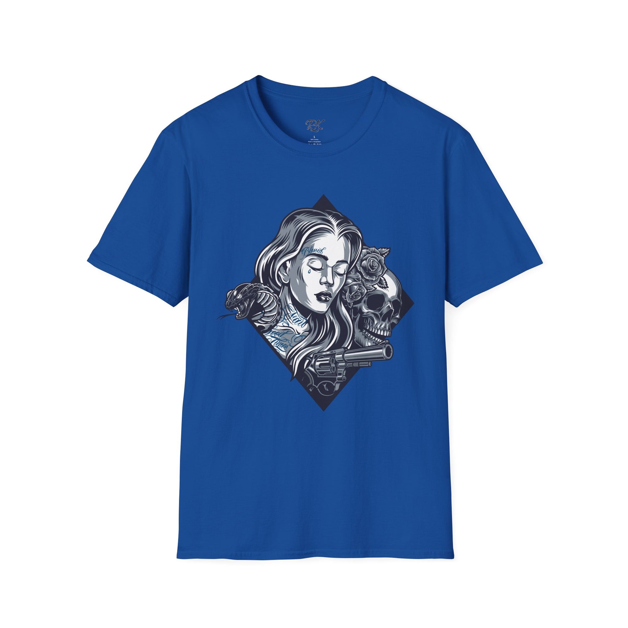 Edgy Graphic Tee, Unisex T-Shirt with Skull and Rose Design, Stylish Casual Wear, Perfect for Gift Giving, Comfortable Everyday Attire