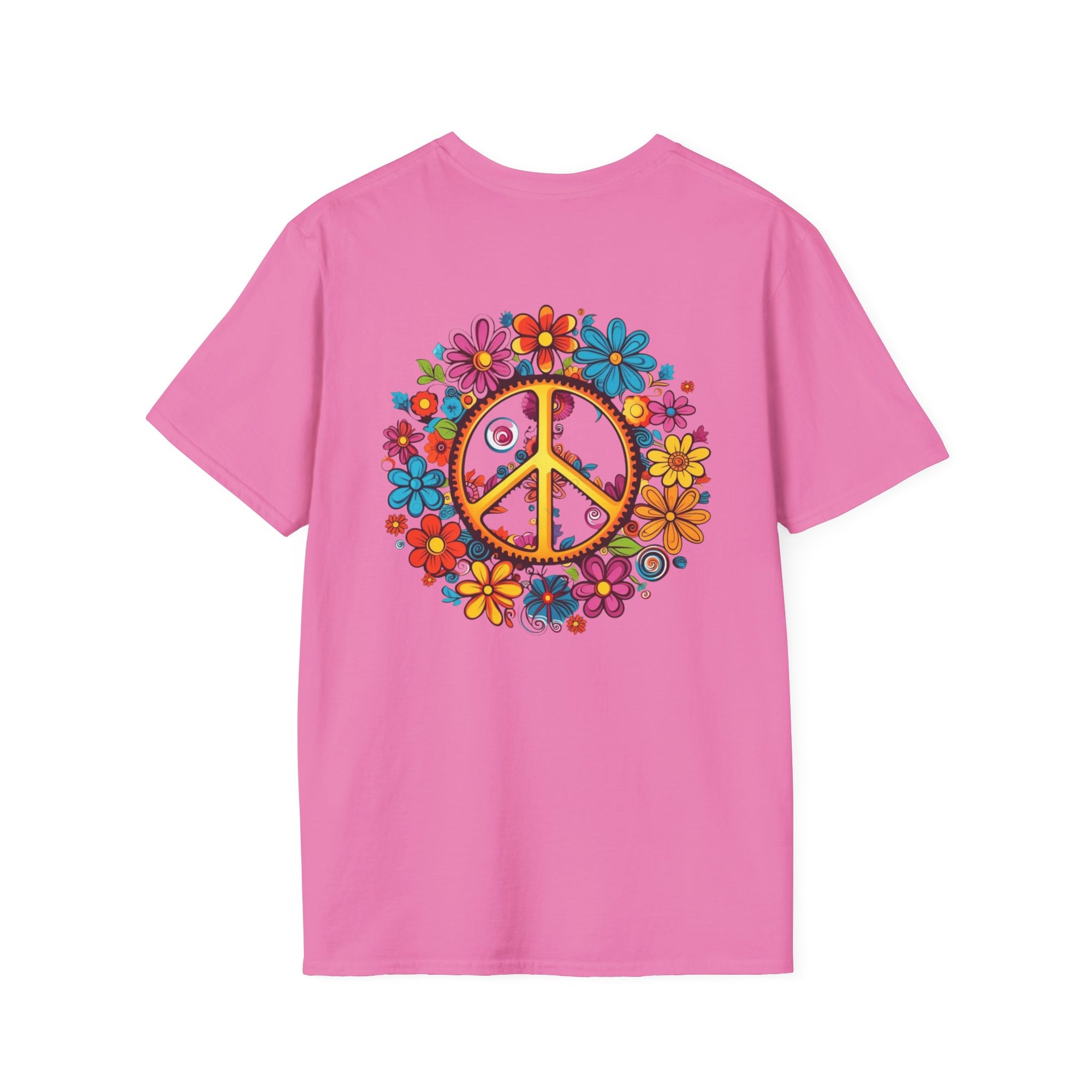 Bohemian Floral T-Shirt, Hippie Shirt, Peace Sign Tee, Gift for Festival Lovers, Artistic Apparel, Unisex Graphic Tee