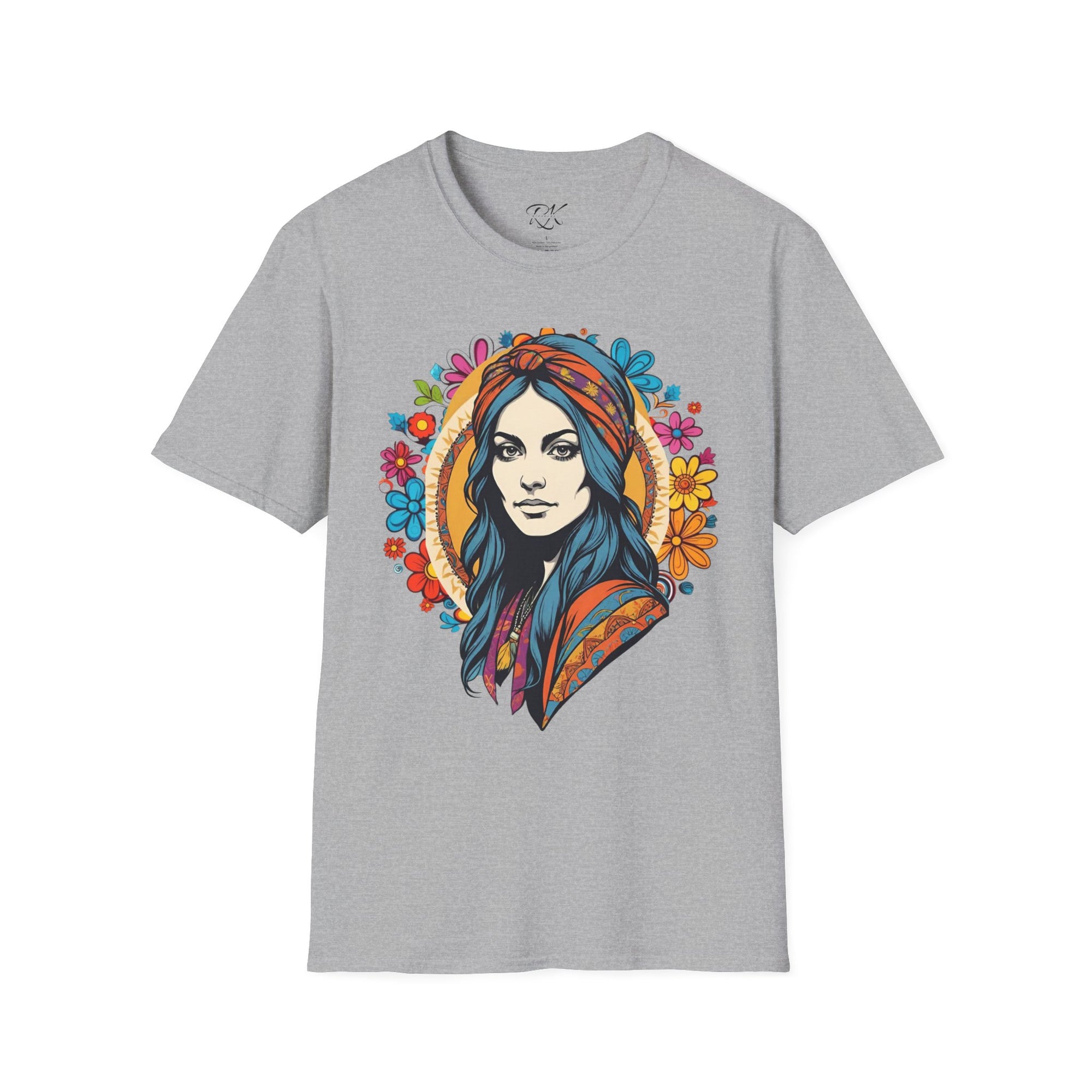 Bohemian Floral T-Shirt, Hippie Shirt, Peace Sign Tee, Gift for Festival Lovers, Artistic Apparel, Unisex Graphic Tee