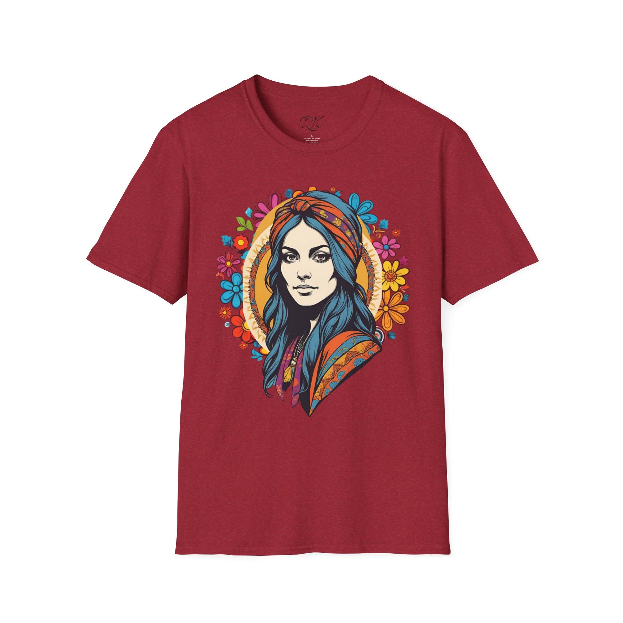 Bohemian Floral T-Shirt, Hippie Shirt, Peace Sign Tee, Gift for Festival Lovers, Artistic Apparel, Unisex Graphic Tee