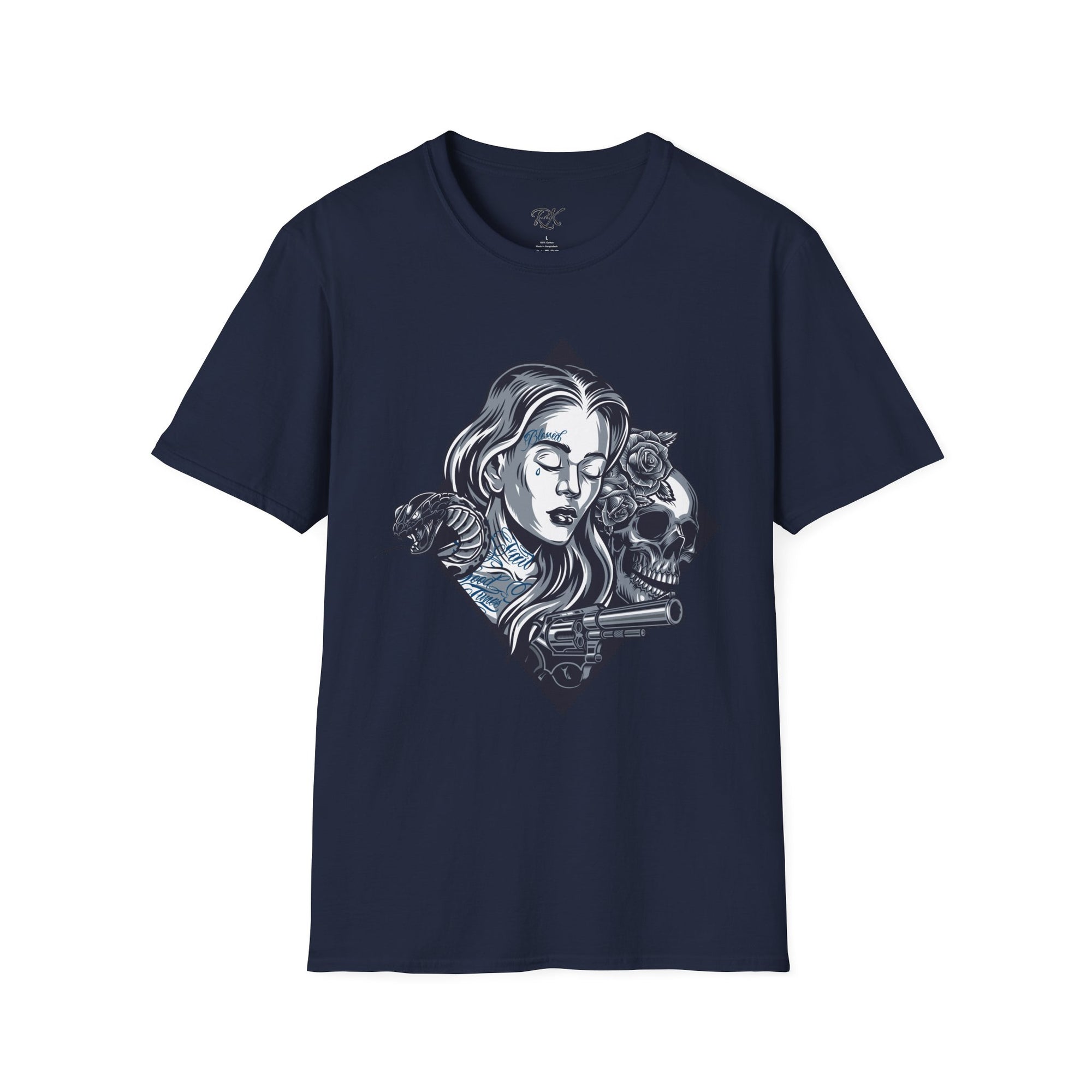 Edgy Graphic Tee, Unisex T-Shirt with Skull and Rose Design, Stylish Casual Wear, Perfect for Gift Giving, Comfortable Everyday Attire