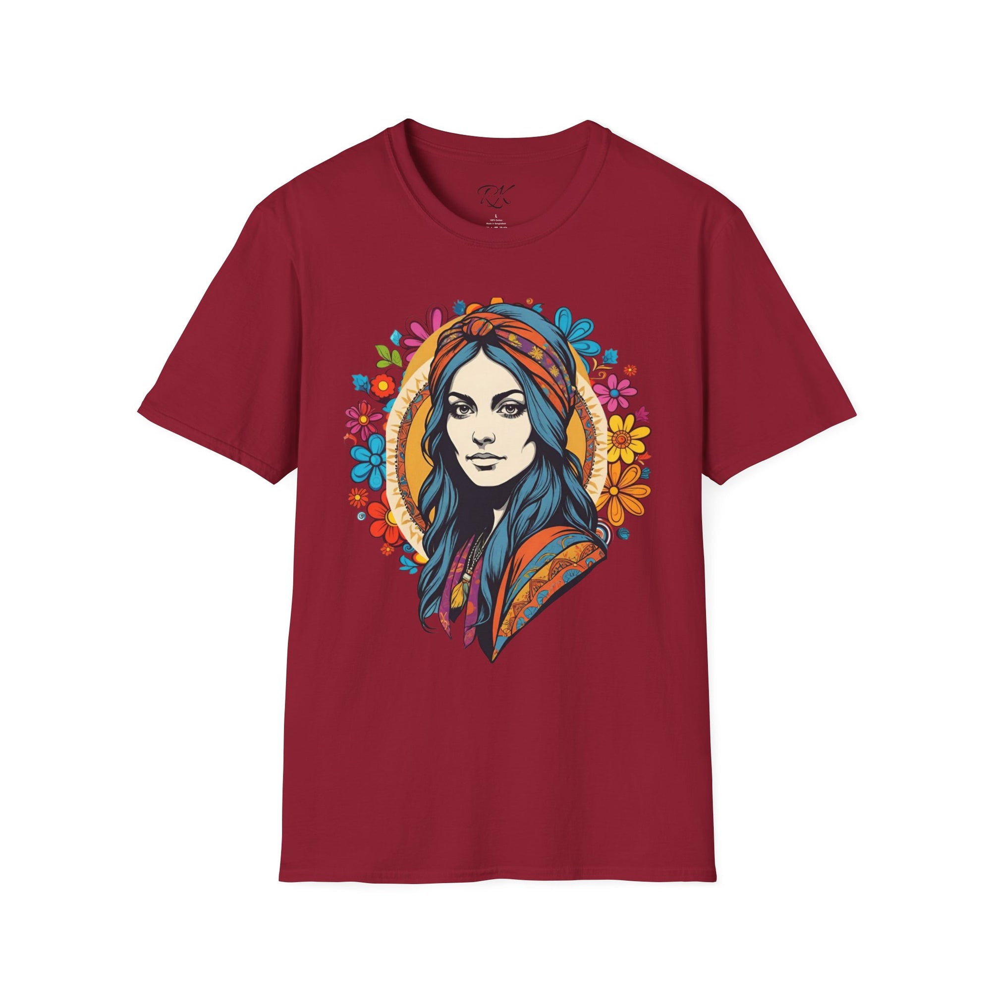Bohemian Floral T-Shirt, Hippie Shirt, Peace Sign Tee, Gift for Festival Lovers, Artistic Apparel, Unisex Graphic Tee
