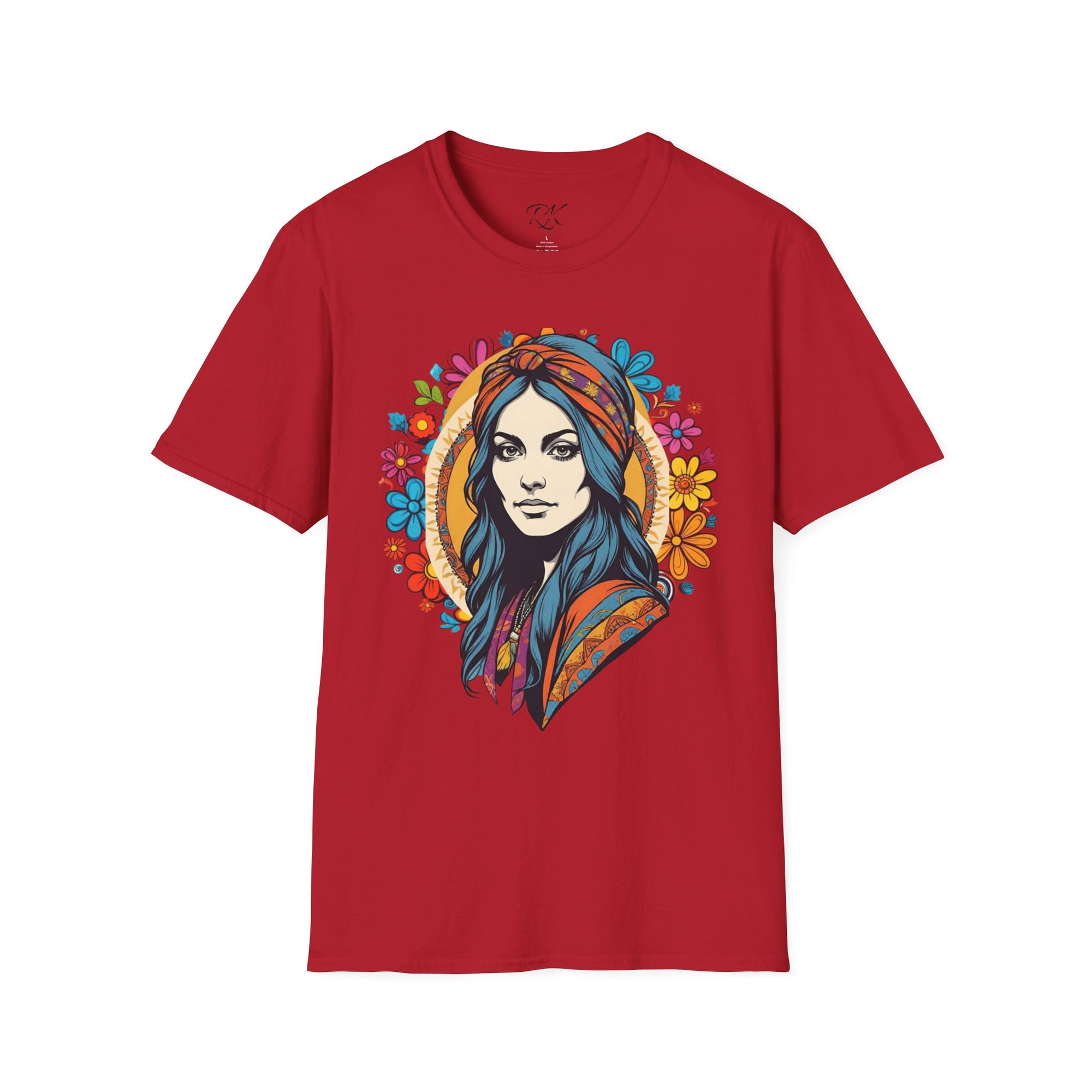 Bohemian Floral T-Shirt, Hippie Shirt, Peace Sign Tee, Gift for Festival Lovers, Artistic Apparel, Unisex Graphic Tee
