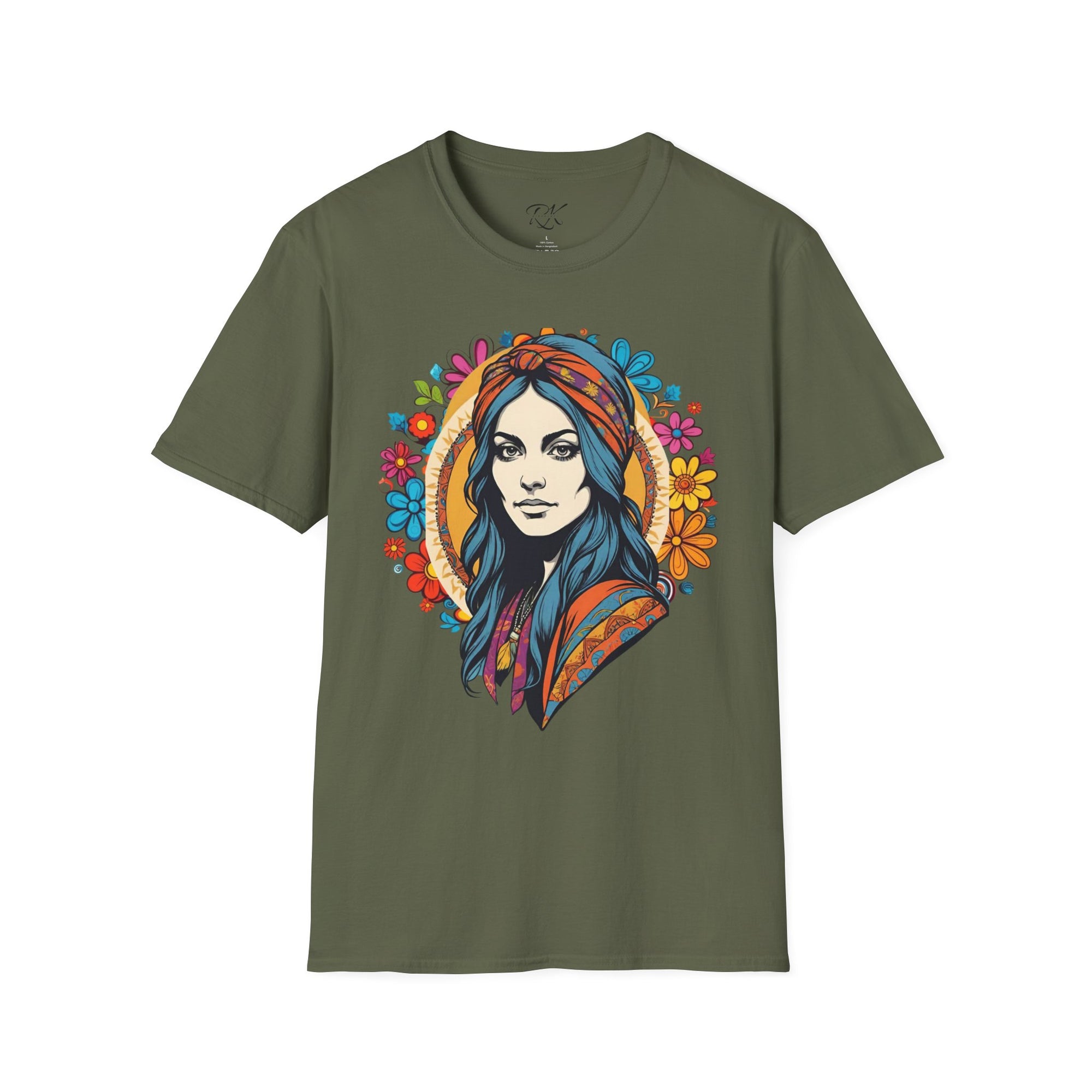 Bohemian Floral T-Shirt, Hippie Shirt, Peace Sign Tee, Gift for Festival Lovers, Artistic Apparel, Unisex Graphic Tee