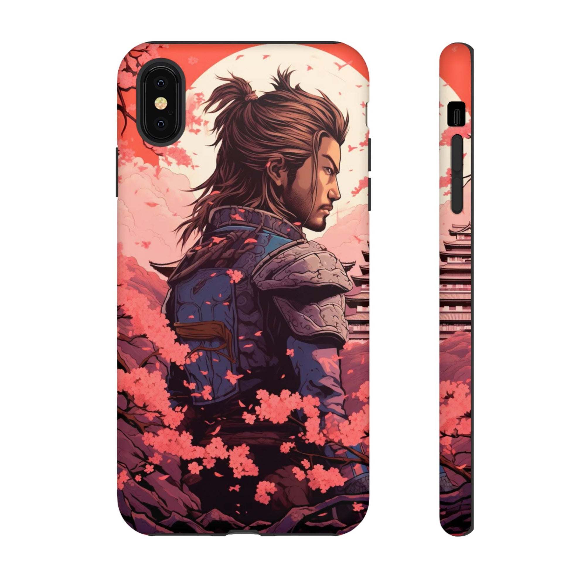 Samurai Phone Case, Tough Cases for Men, Cherry Blossom Art, Gift for Anime Fans, Unique Phone Accessory, Stylish Protection