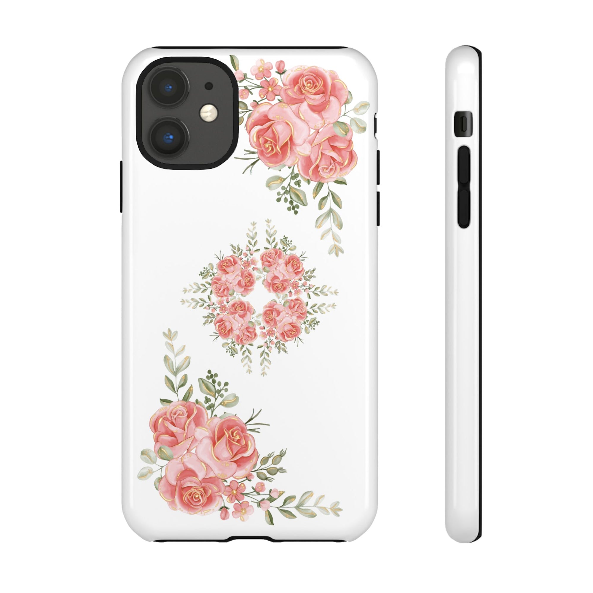 Floral Phone Case, Tough iPhone Case, Rose Design Case, Gift for Her, Floral Phone Cover