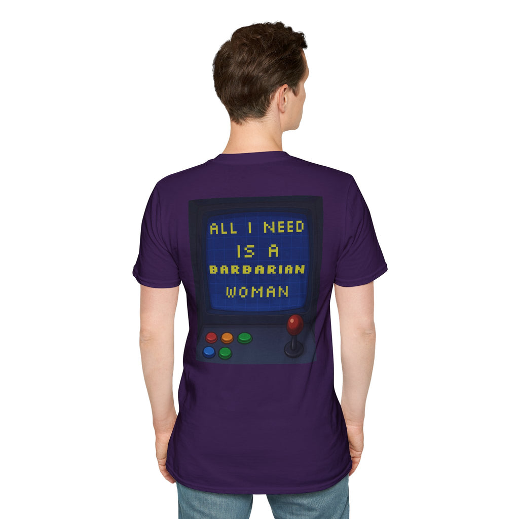 Unisex Barbarian Woman T-Shirt - Softstyle Graphic Tee for Gamers, Gifts for Her, Casual Wear, Birthday Present, Retro Style