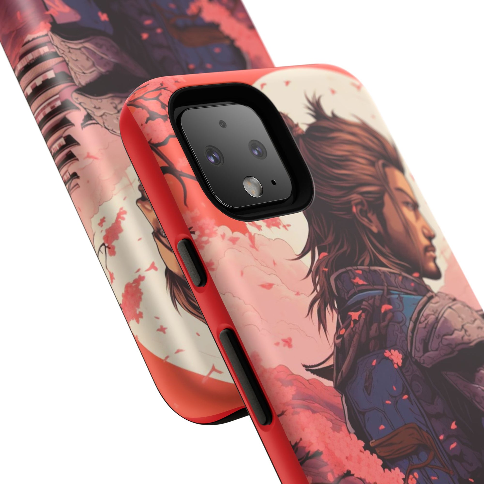 Samurai Phone Case, Tough Cases for Men, Cherry Blossom Art, Gift for Anime Fans, Unique Phone Accessory, Stylish Protection