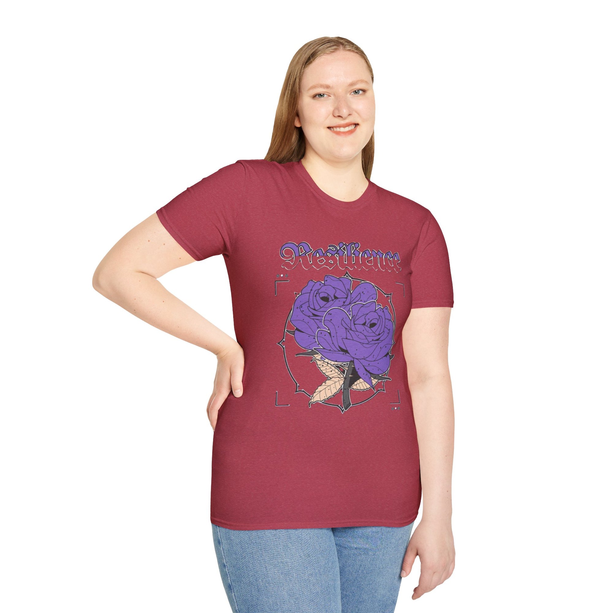 Purple Rose Graphic T-Shirt, Soft Stylish Tee, Unisex Floral Apparel, Gift for Her, Spring Outfit Idea, Vintage Aesthetic Top