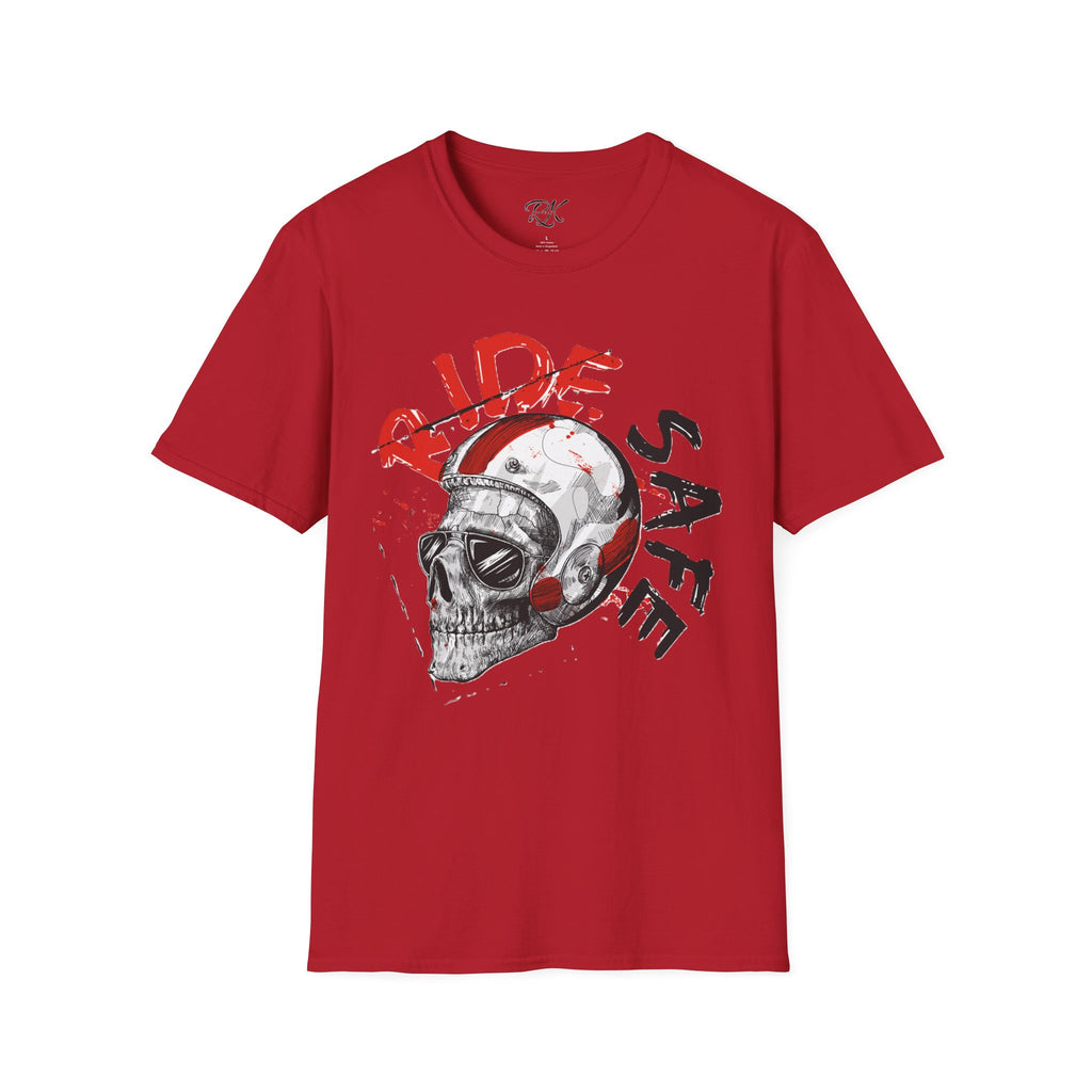 Ride Safe Skull T-Shirt | Unisex Softstyle Tee for Bikers | Perfect for Motorcyclists, Casual Wear, Gifts, and Events