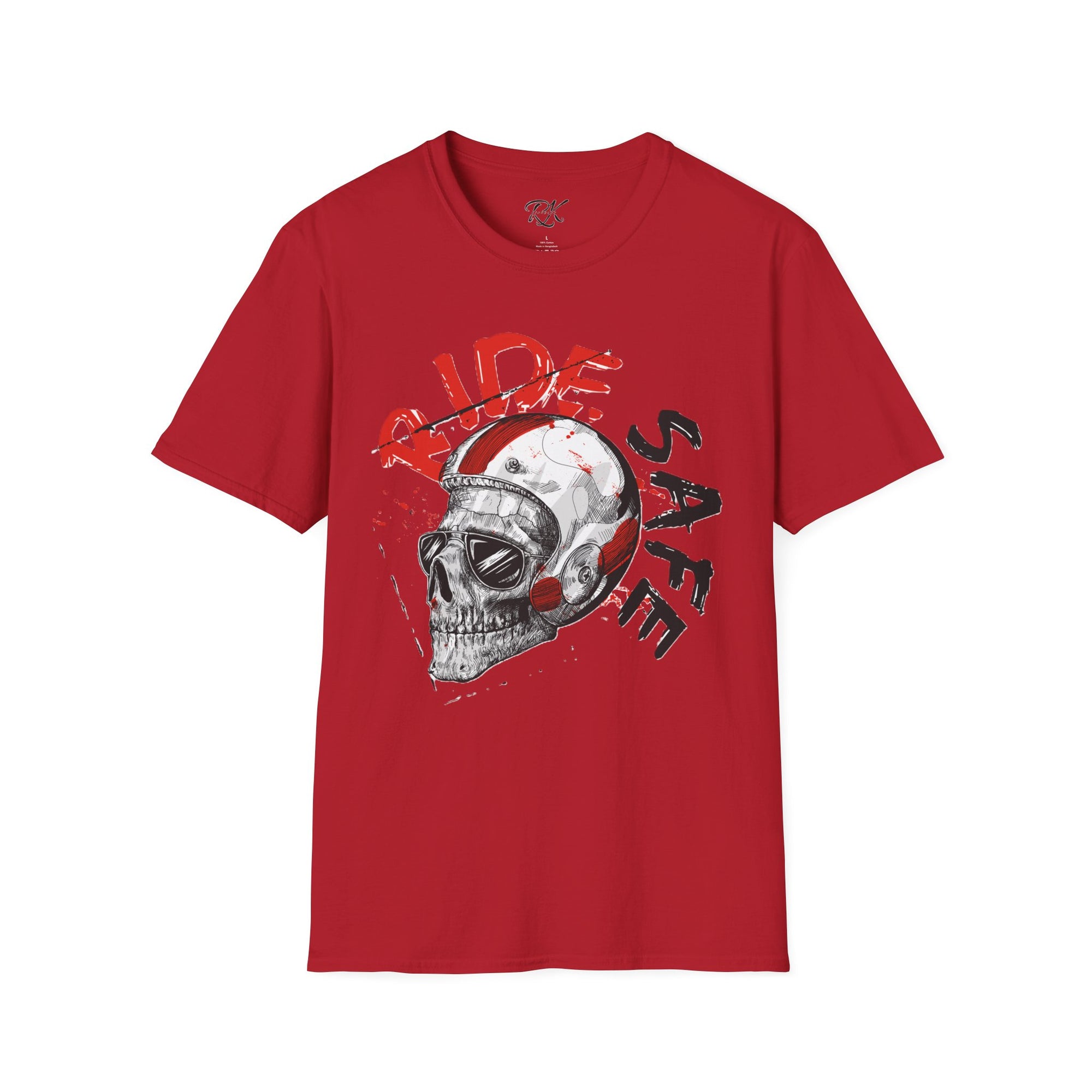 Ride Safe Skull T-Shirt | Unisex Softstyle Tee for Bikers | Perfect for Motorcyclists, Casual Wear, Gifts, and Events