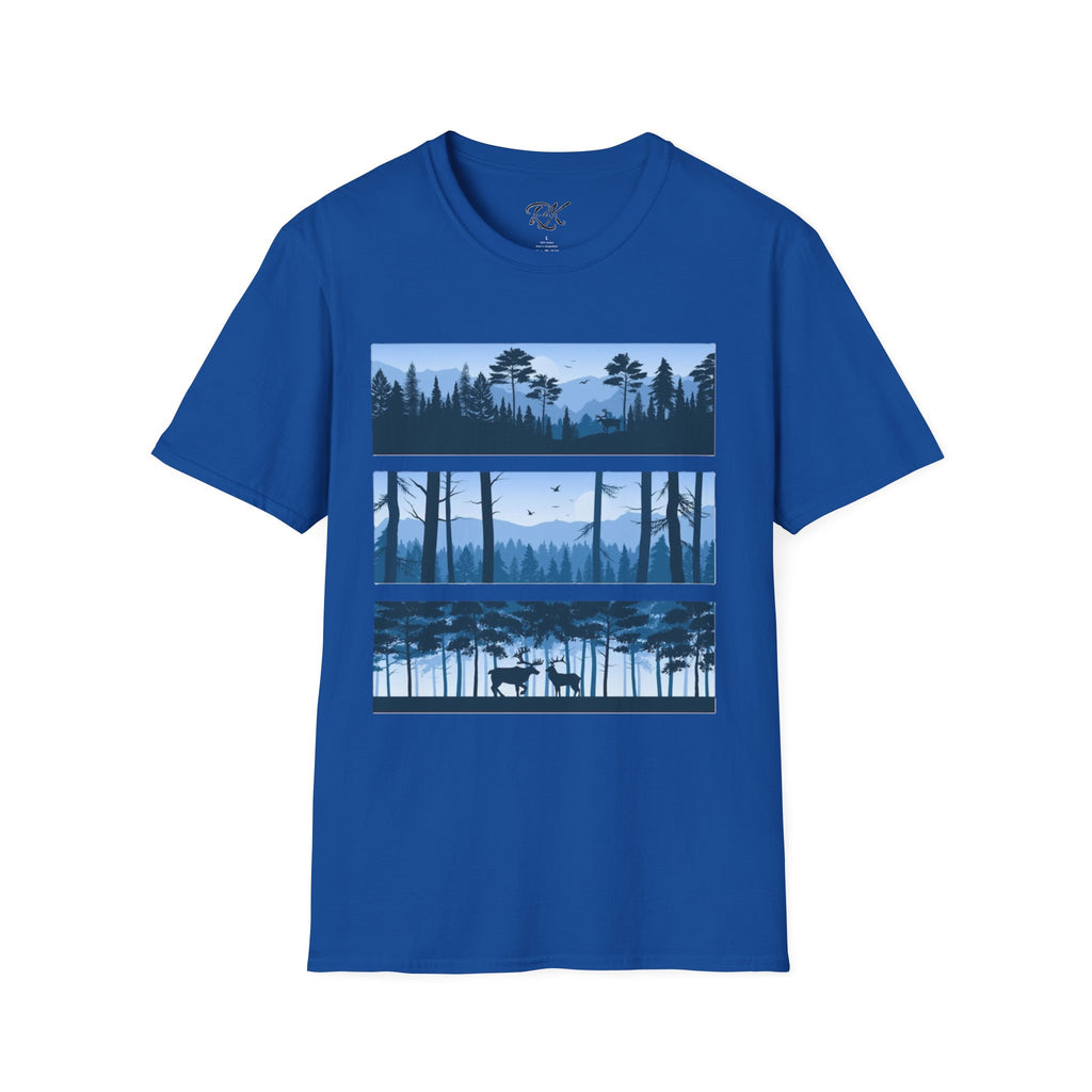 Mountain Landscape Unisex Softstyle T-Shirt | Nature Lover Gift, Outdoor Adventure Tee, Relaxed Fit, Casual Wear, Camping Shirt