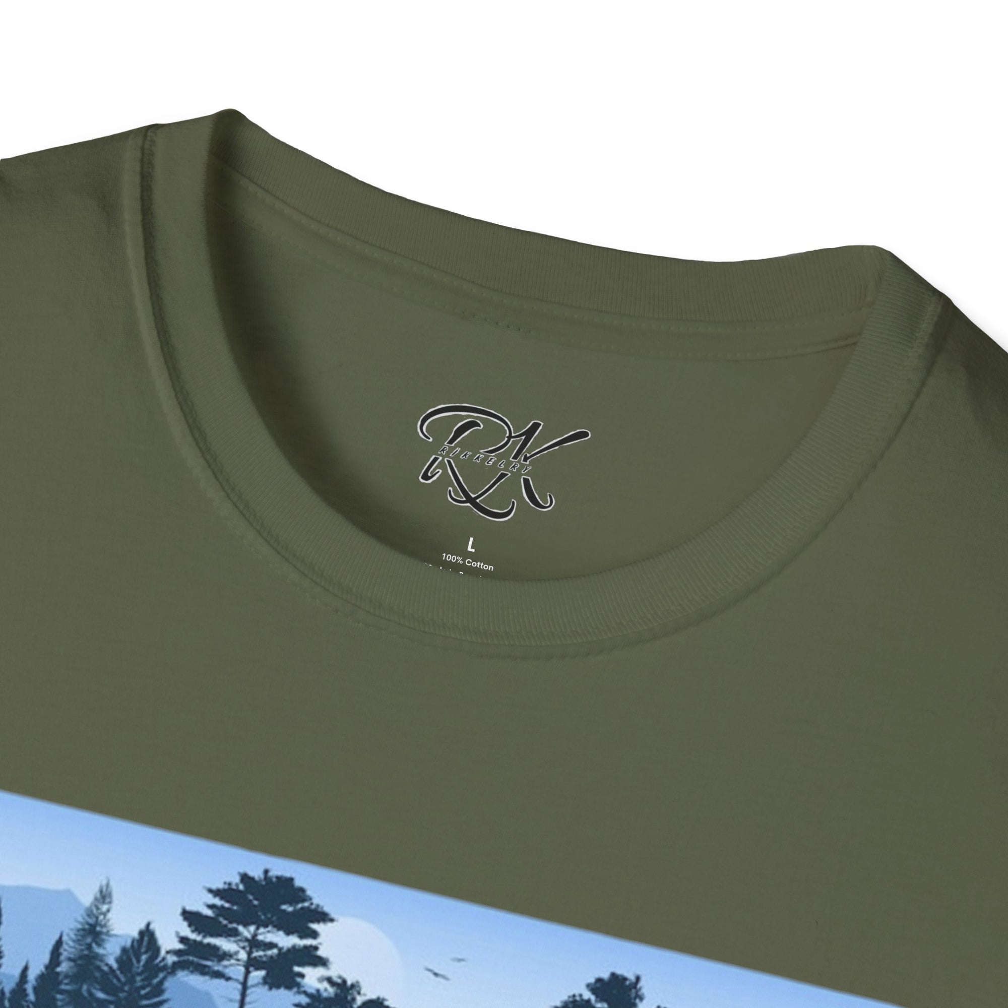 Mountain Landscape Unisex Softstyle T-Shirt | Nature Lover Gift, Outdoor Adventure Tee, Relaxed Fit, Casual Wear, Camping Shirt