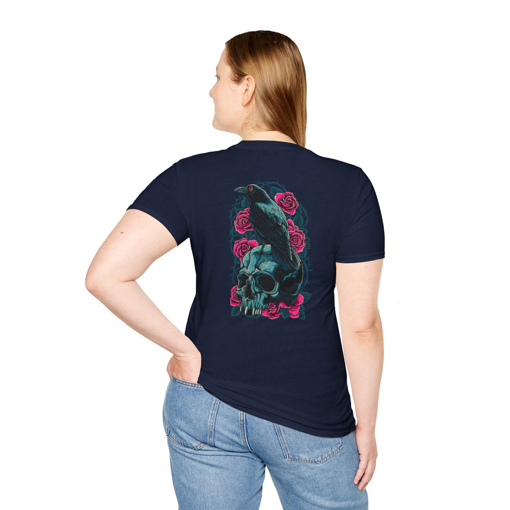 Gothic Skull & Rose Unisex T-Shirt | Boho Style Tee, Casual Wear, Gift for Her, Halloween Shirt, Graphic Tee