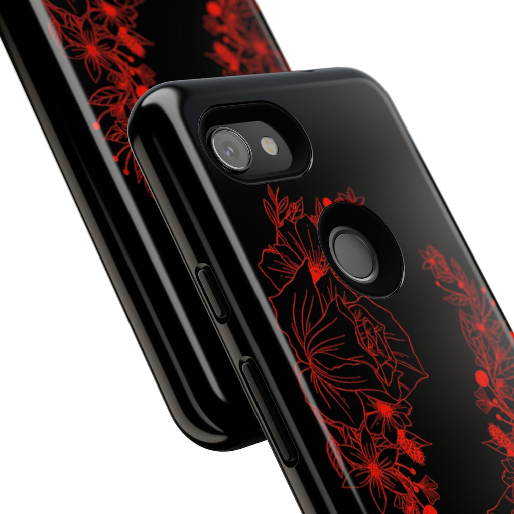 Stylish Floral Phone Case, Tough Phone Cover, Floral Design Case, Gift for Her, Black Phone Accessories