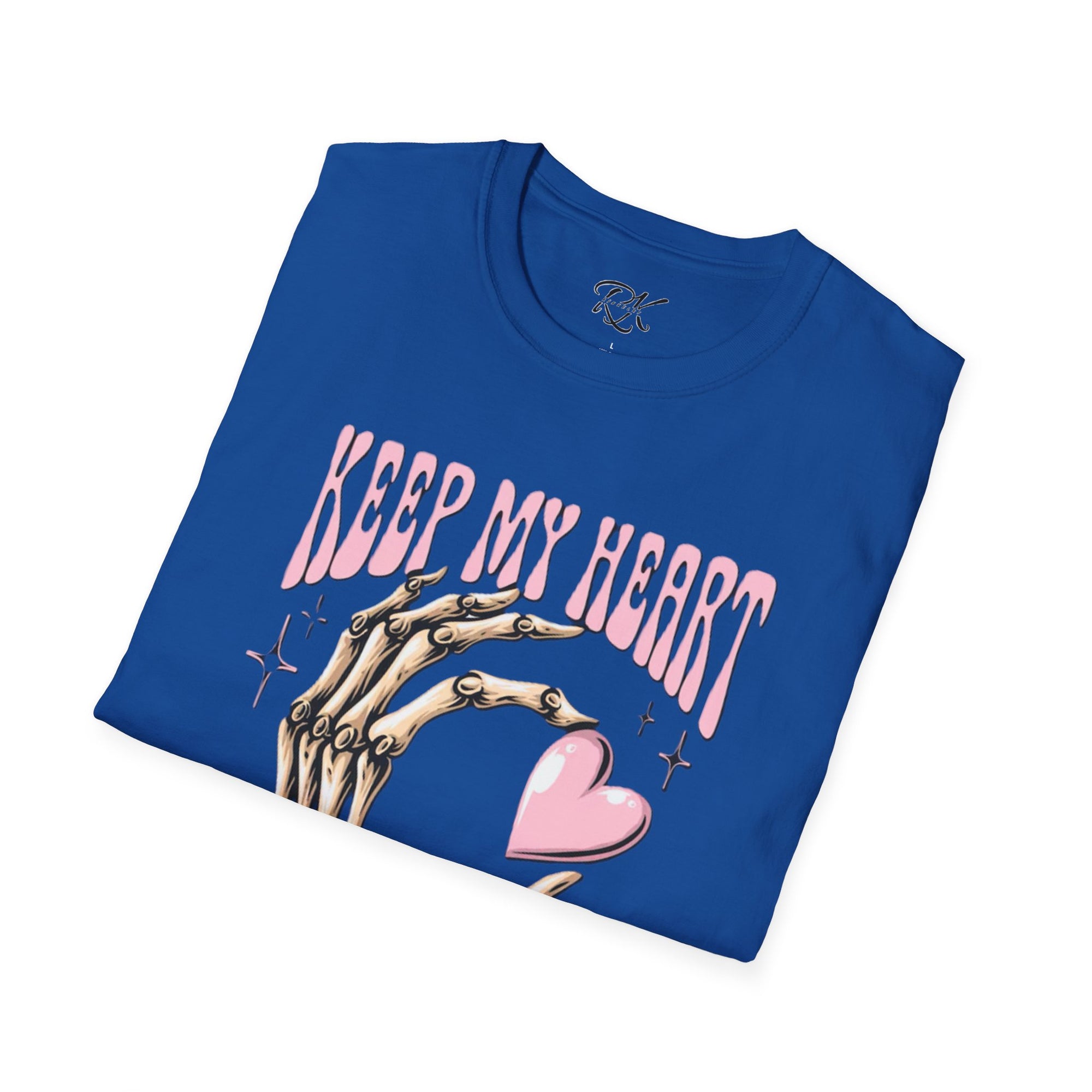 Keep My Heart Unisex Softstyle T-Shirt, Cute Graphic Tee, Valentine's Day Gift, Casual Style, Skeleton Design, Soft Cotton