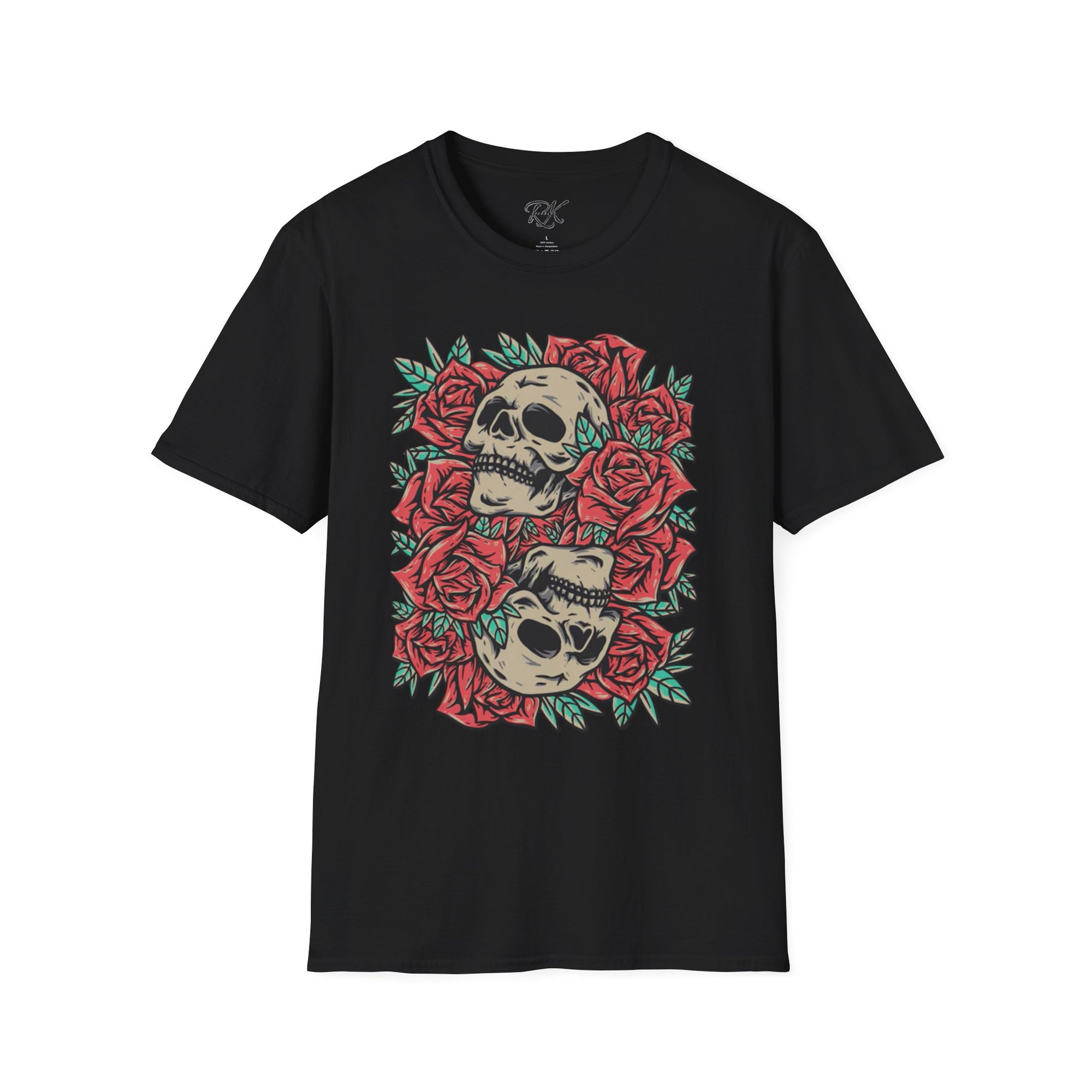 Skull & Roses Graphic T-Shirt | Edgy Casual Wear, Halloween Outfit, Gift for Friends, Festival Style, Unisex Shirt