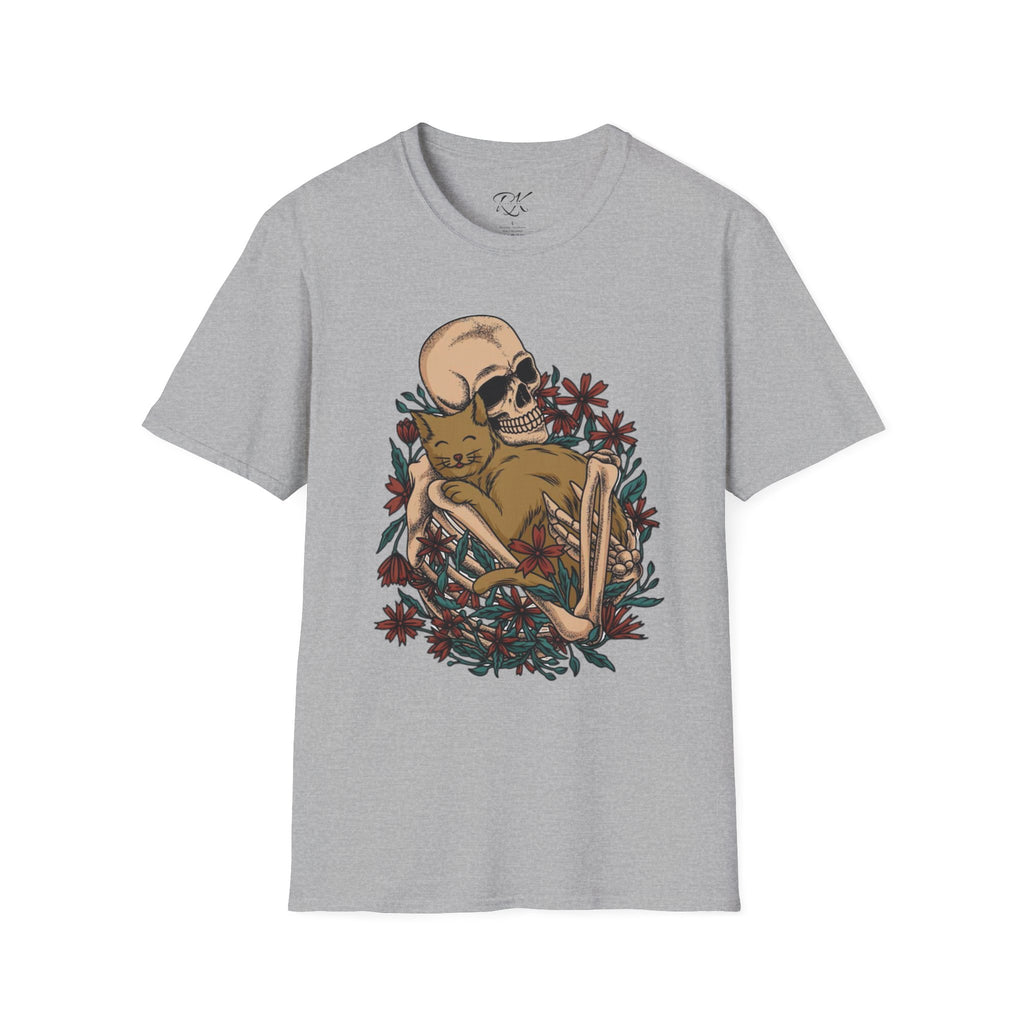 Skeleton Floral Unisex T-Shirt, Cute Grunge Tee, Quirky Halloween Shirt, Casual Everyday Wear, Unique Graphic Top