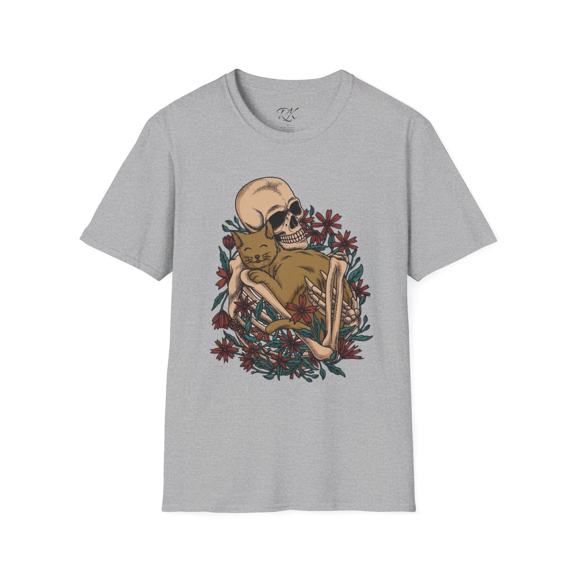 Skeleton Floral Unisex T-Shirt, Cute Grunge Tee, Quirky Halloween Shirt, Casual Everyday Wear, Unique Graphic Top