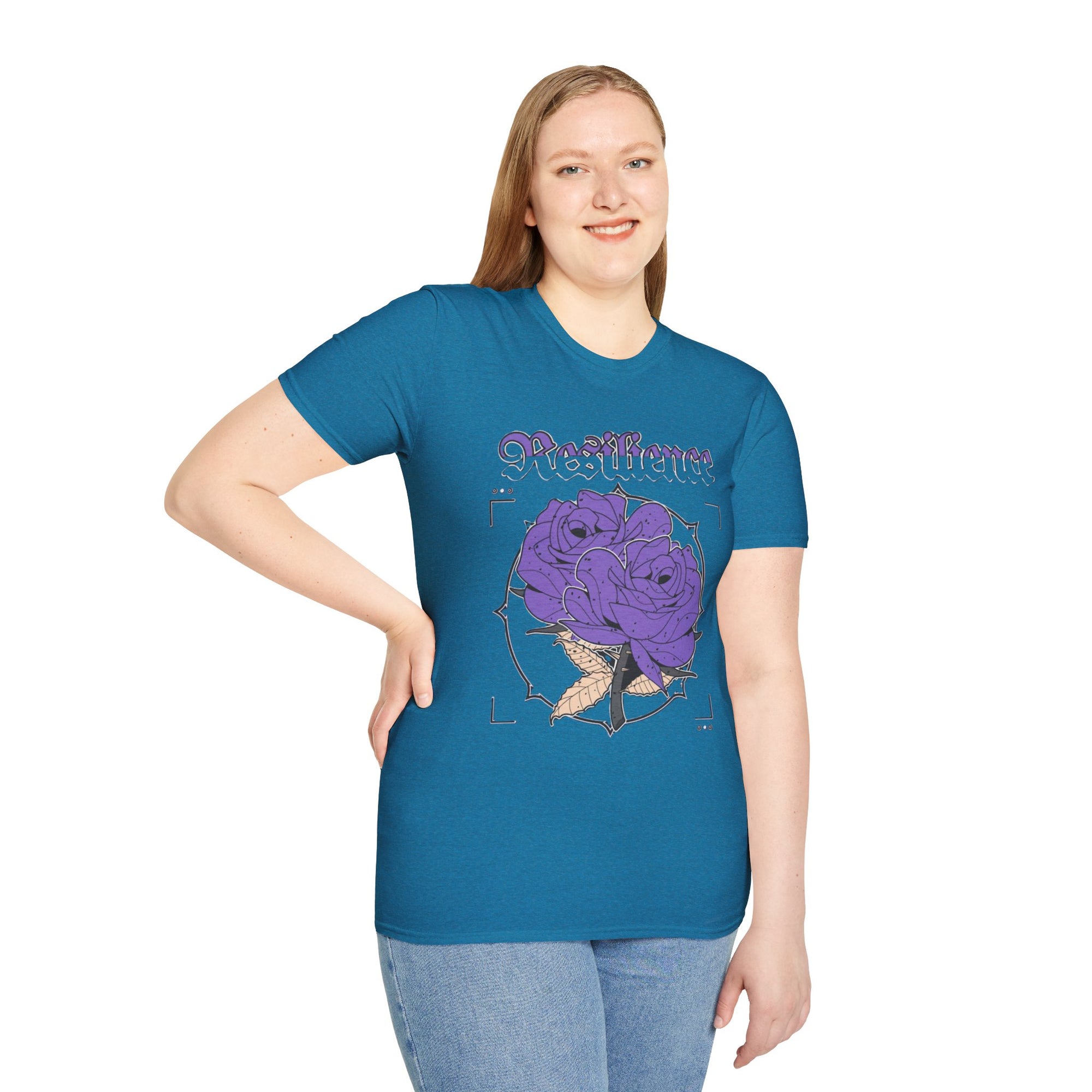 Purple Rose Graphic T-Shirt, Soft Stylish Tee, Unisex Floral Apparel, Gift for Her, Spring Outfit Idea, Vintage Aesthetic Top
