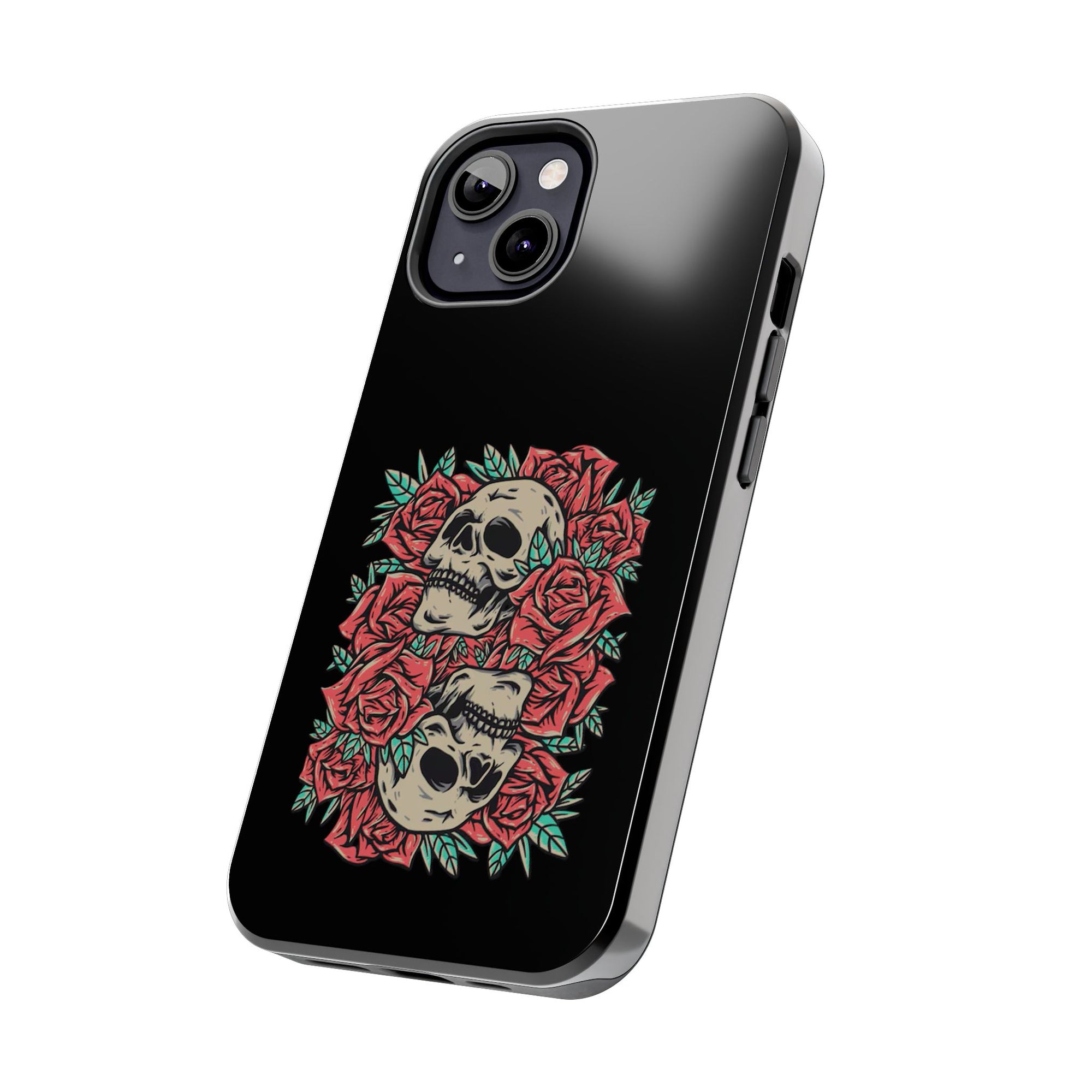 Stylish Skull & Roses Phone Case, Tough Phone Cover, Floral Skull Design, Unique Gift for her, Gothic Aesthetic Accessories