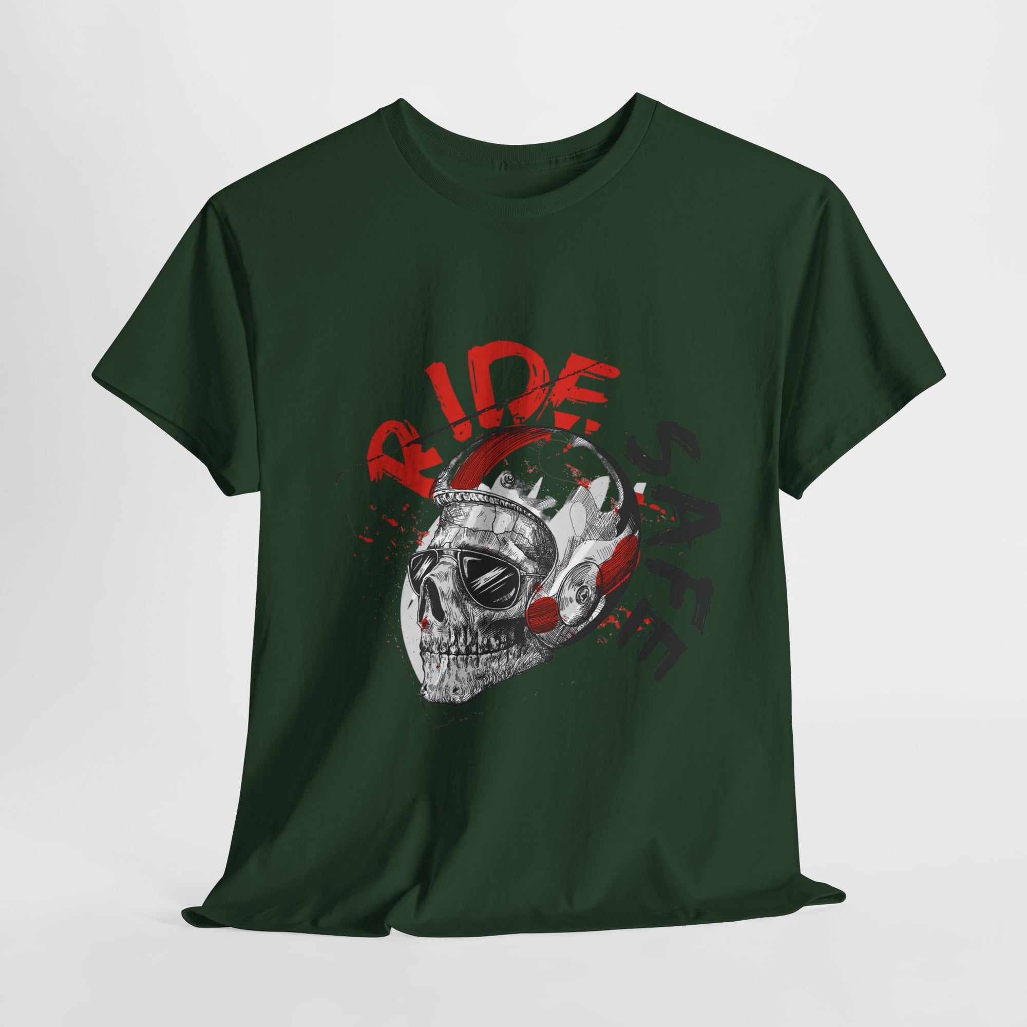 Skull Themed Ride Safe Tee, Unisex Heavy Cotton T-Shirt, Motorcycle Tee, Biker Apparel, Gift for Riders, Casual Wear