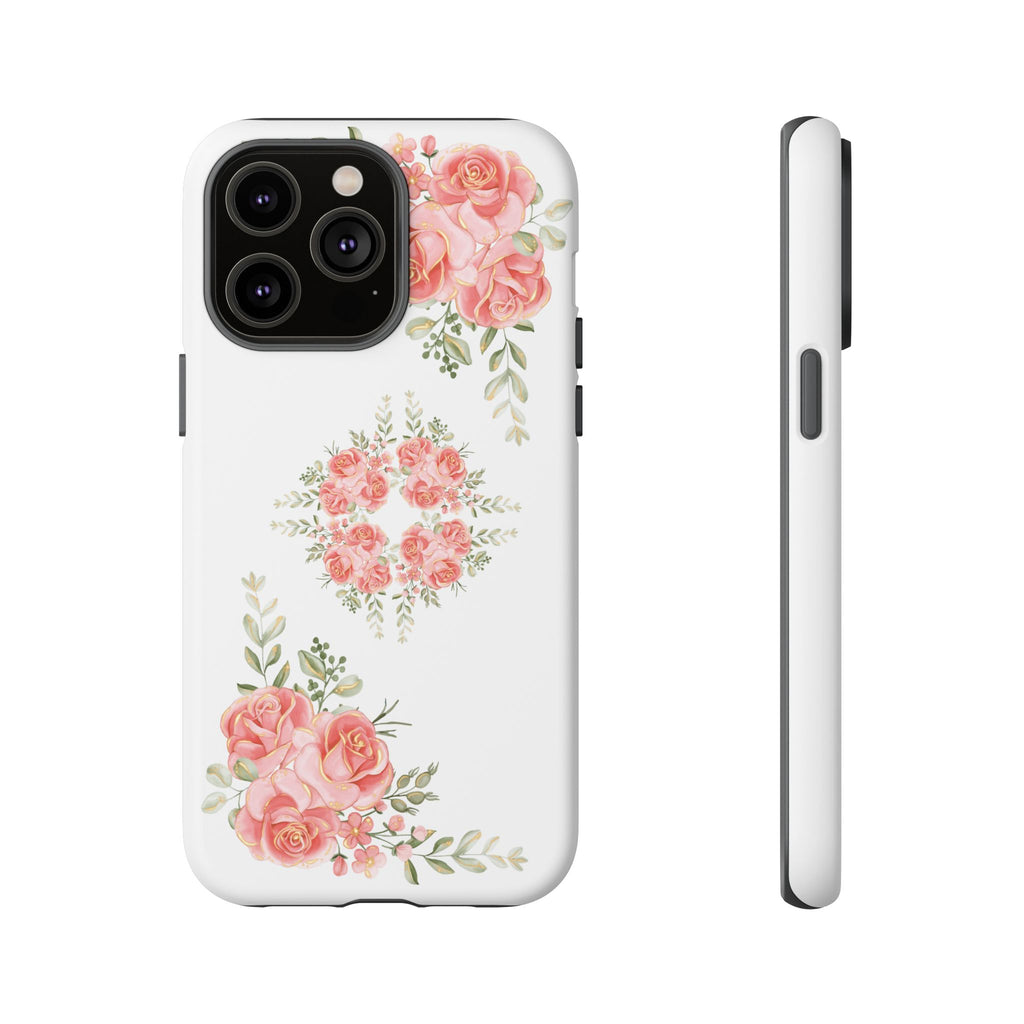Floral Phone Case, Tough iPhone Case, Rose Design Case, Gift for Her, Floral Phone Cover