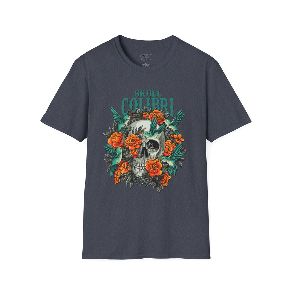 Skull & Roses Unisex T-Shirt, Casual Graphic Tee, Boho Shirt, Unique Gift, Festival Wear, Everyday Style
