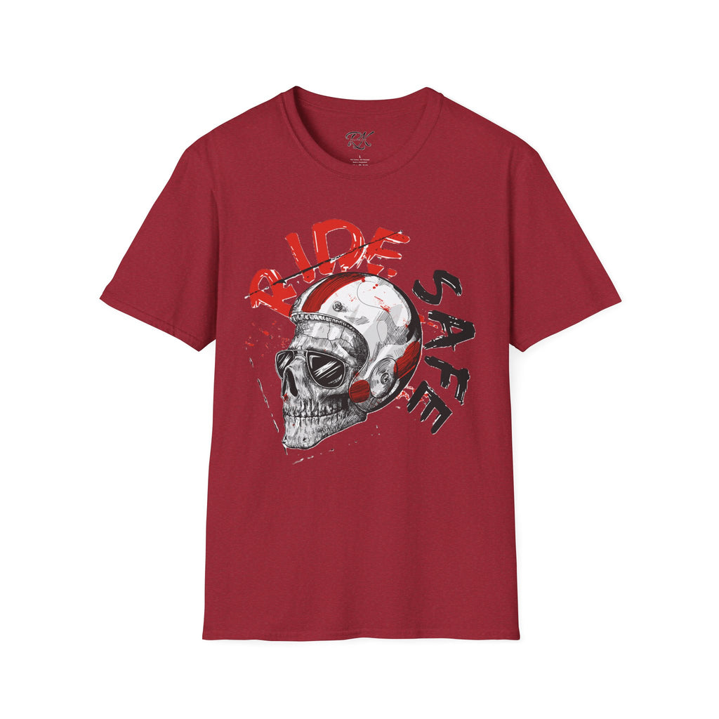 Ride Safe Skull T-Shirt | Unisex Softstyle Tee for Bikers | Perfect for Motorcyclists, Casual Wear, Gifts, and Events