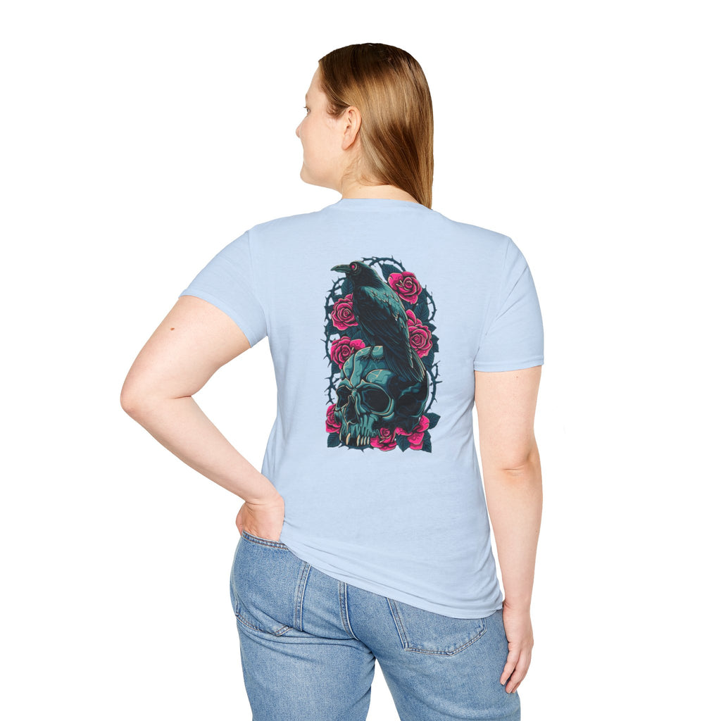 Gothic Skull & Rose Unisex T-Shirt | Boho Style Tee, Casual Wear, Gift for Her, Halloween Shirt, Graphic Tee