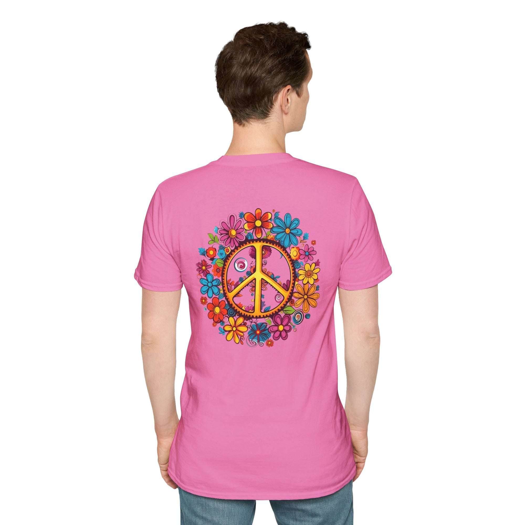 Bohemian Floral T-Shirt, Hippie Shirt, Peace Sign Tee, Gift for Festival Lovers, Artistic Apparel, Unisex Graphic Tee
