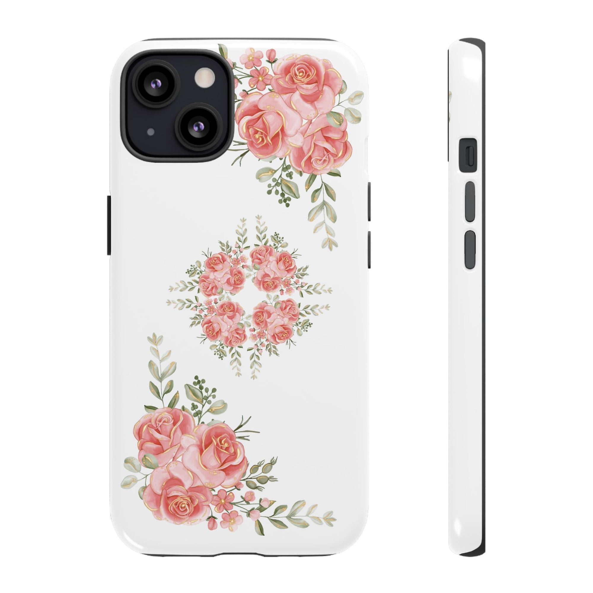 Floral Phone Case, Tough iPhone Case, Rose Design Case, Gift for Her, Floral Phone Cover