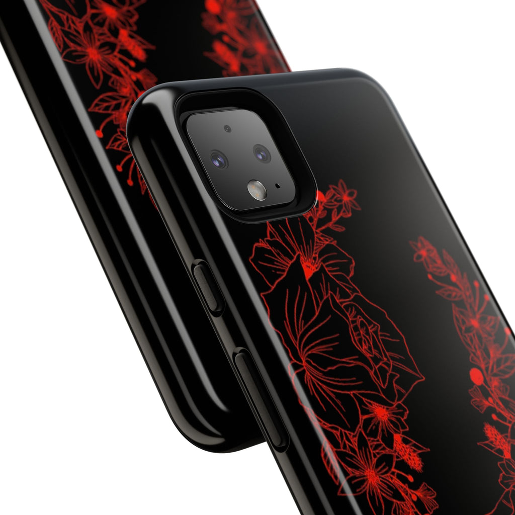 Stylish Floral Phone Case, Tough Phone Cover, Floral Design Case, Gift for Her, Black Phone Accessories