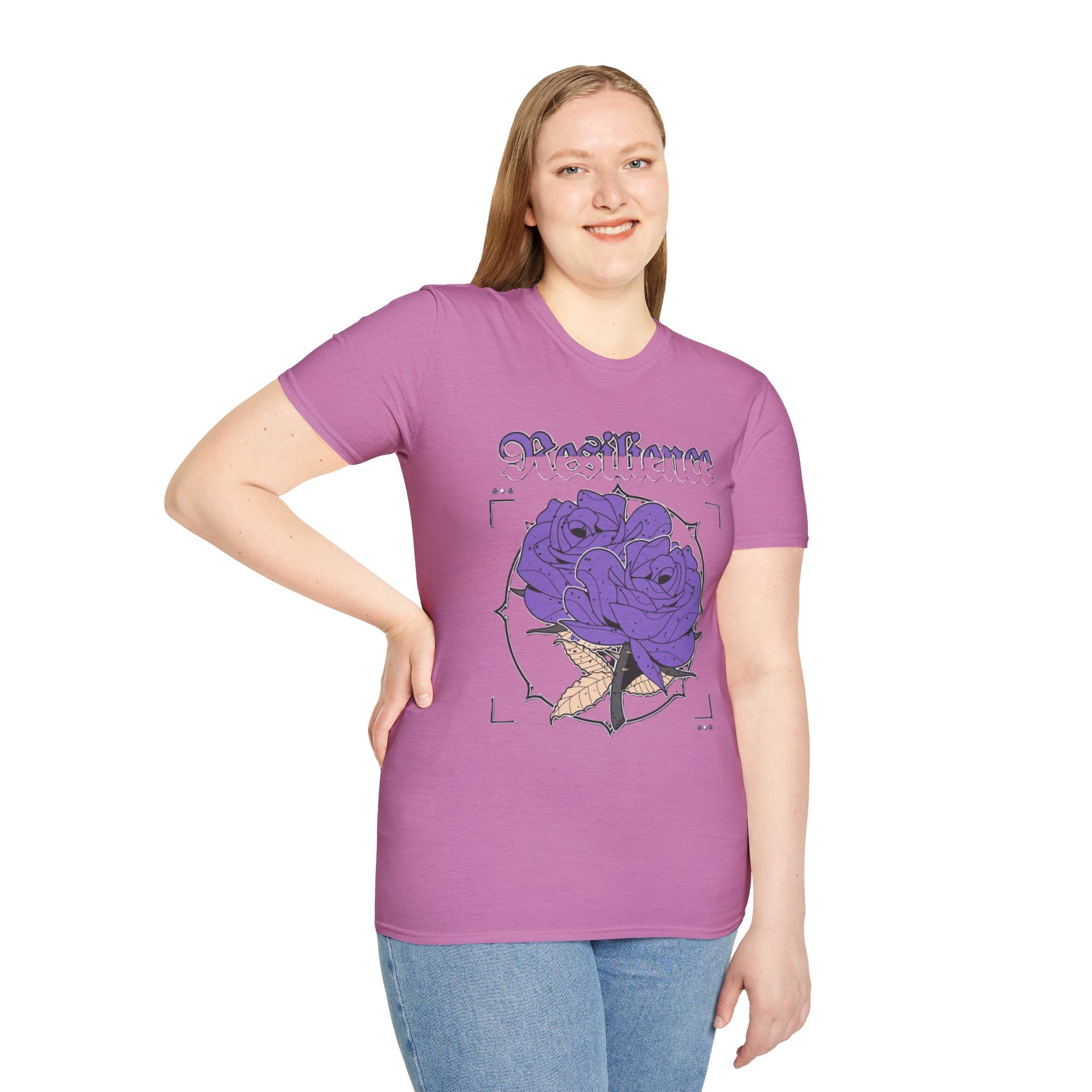 Purple Rose Graphic T-Shirt, Soft Stylish Tee, Unisex Floral Apparel, Gift for Her, Spring Outfit Idea, Vintage Aesthetic Top