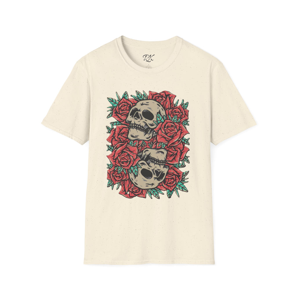 Skull & Roses Graphic T-Shirt | Edgy Casual Wear, Halloween Outfit, Gift for Friends, Festival Style, Unisex Shirt