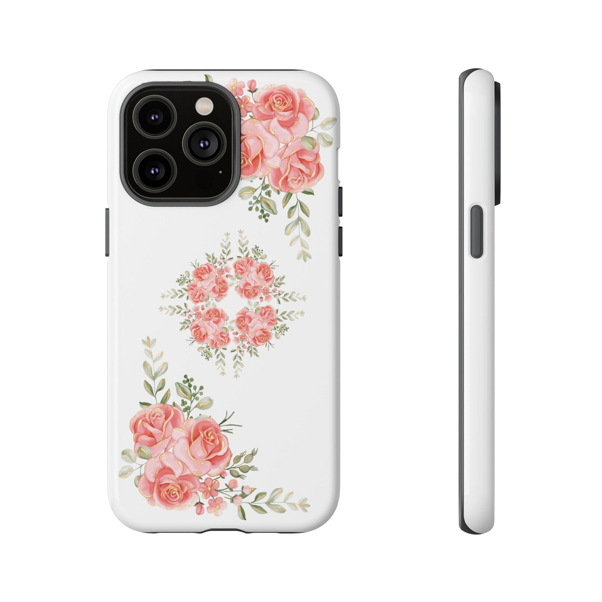 Floral Phone Case, Tough iPhone Case, Rose Design Case, Gift for Her, Floral Phone Cover