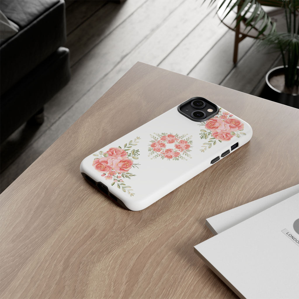 Floral Phone Case, Tough iPhone Case, Rose Design Case, Gift for Her, Floral Phone Cover