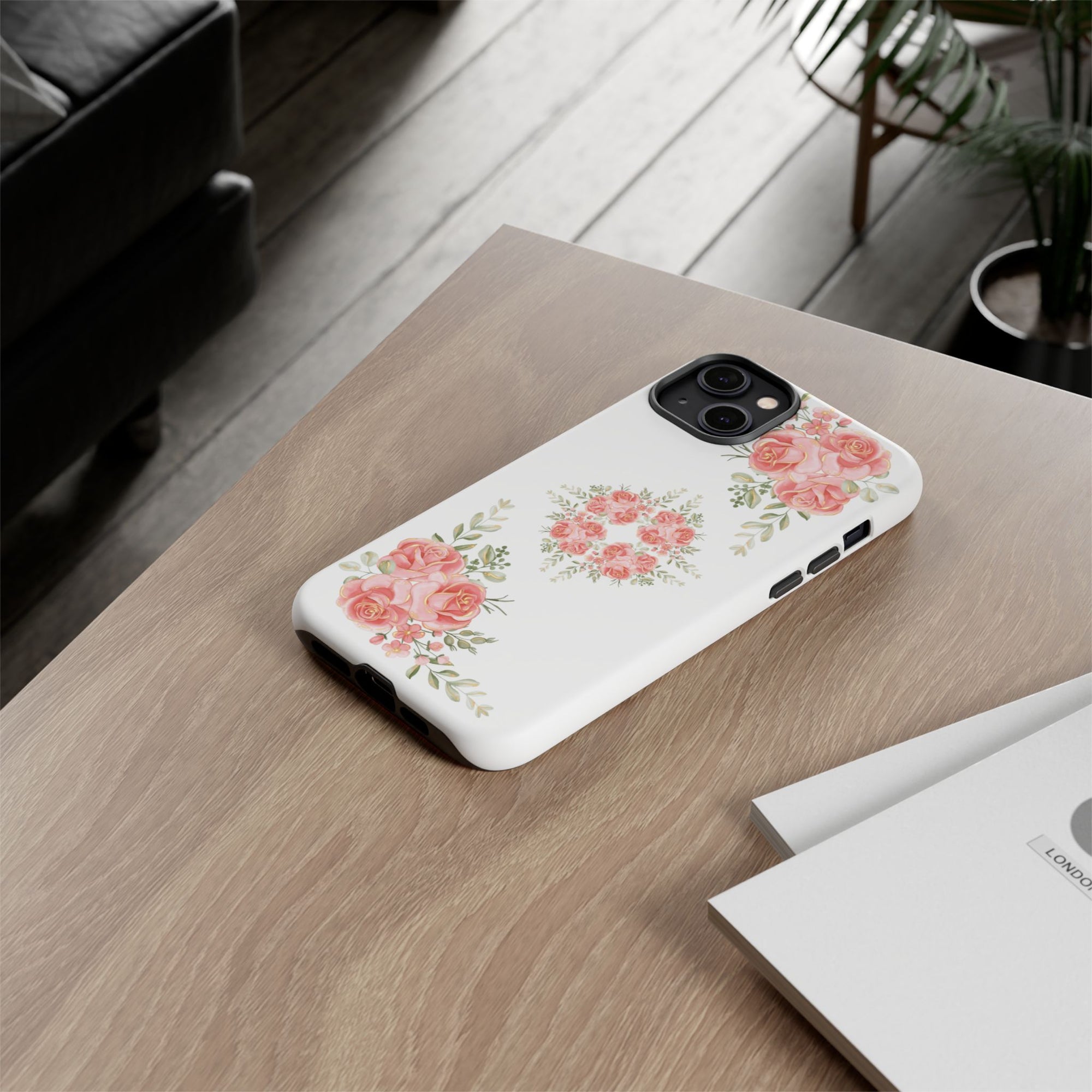 Floral Phone Case, Tough iPhone Case, Rose Design Case, Gift for Her, Floral Phone Cover