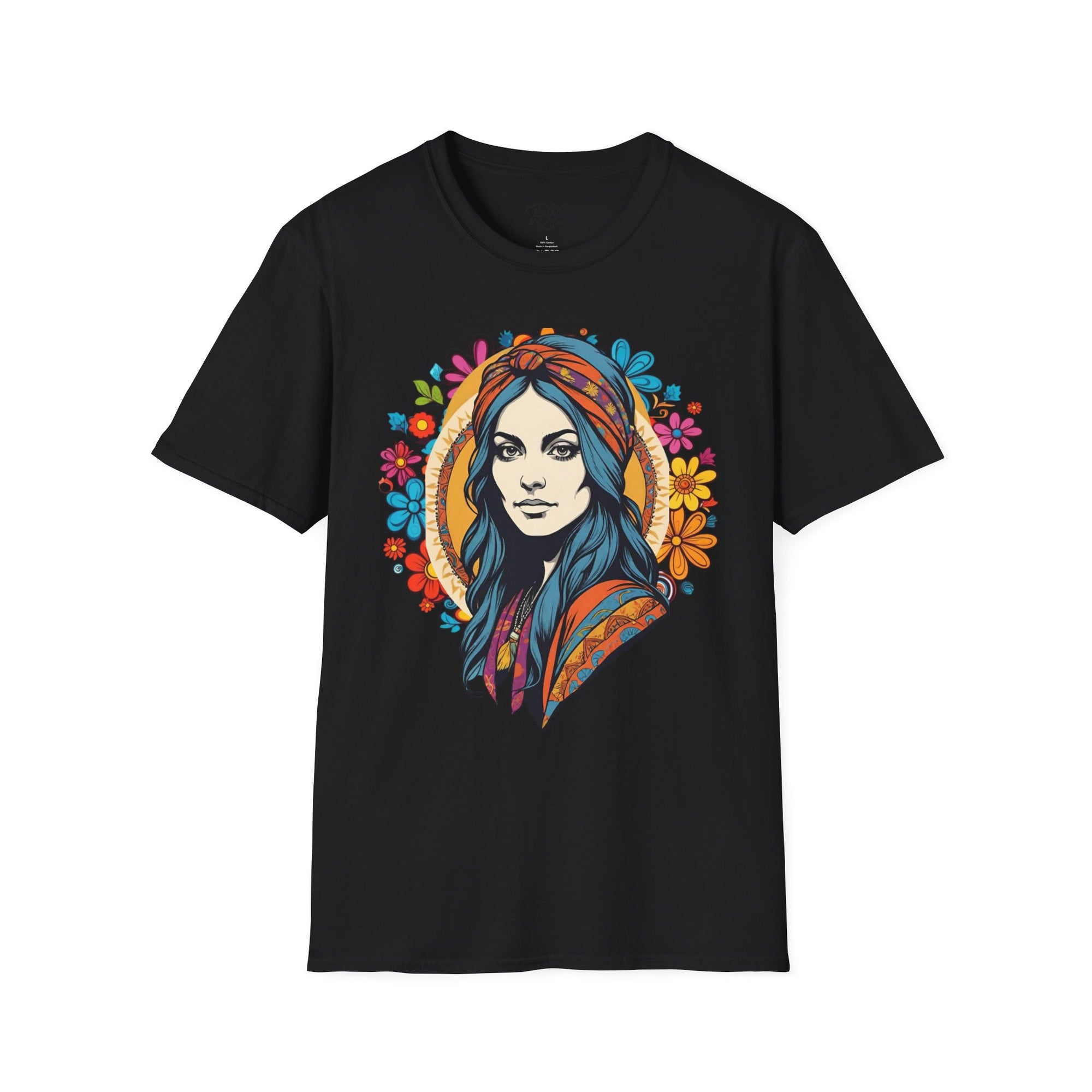 Bohemian Floral T-Shirt, Hippie Shirt, Peace Sign Tee, Gift for Festival Lovers, Artistic Apparel, Unisex Graphic Tee