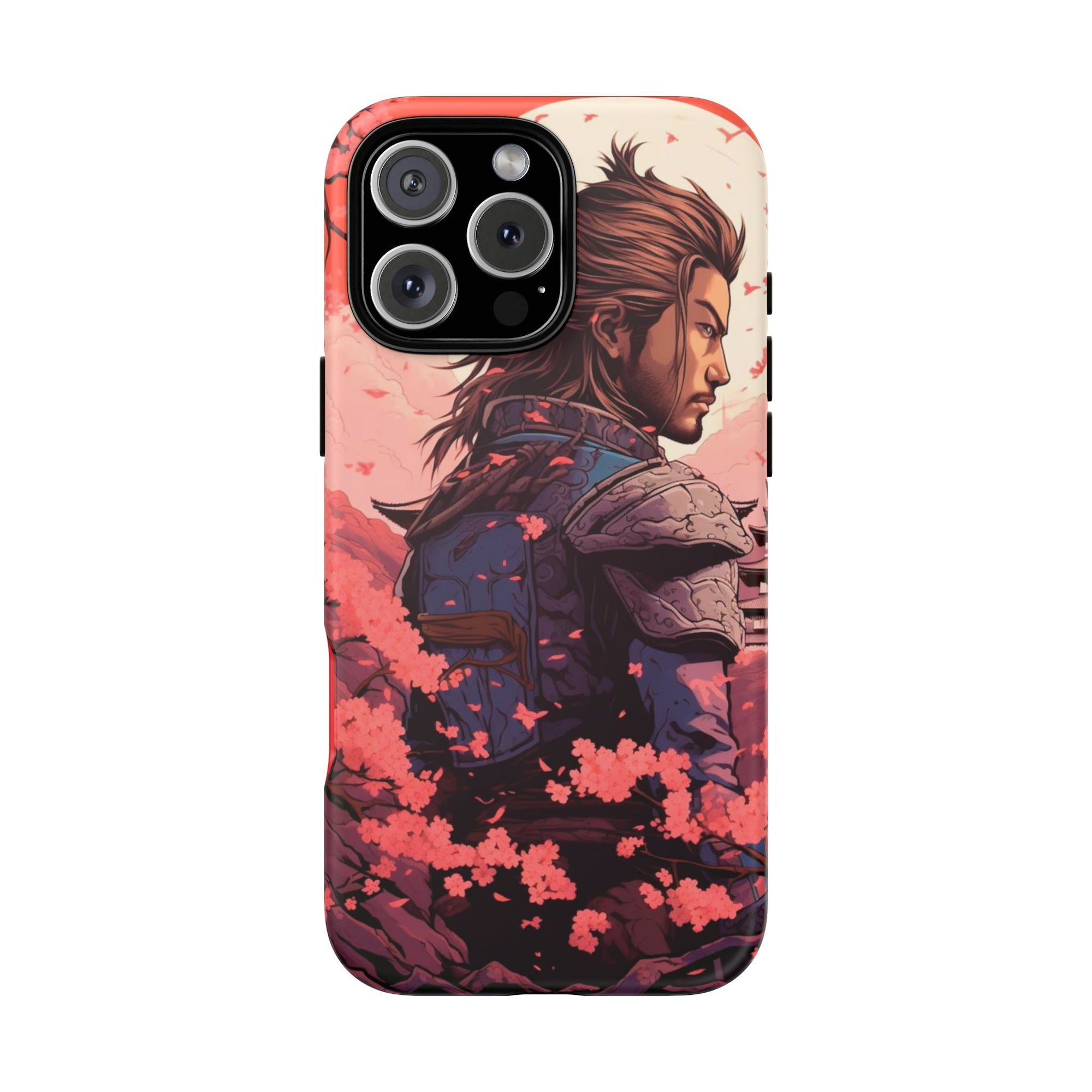 Samurai Phone Case, Tough Cases for Men, Cherry Blossom Art, Gift for Anime Fans, Unique Phone Accessory, Stylish Protection