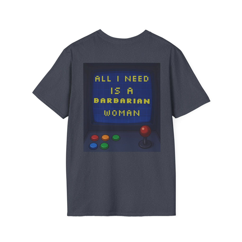 Unisex Barbarian Woman T-Shirt - Softstyle Graphic Tee for Gamers, Gifts for Her, Casual Wear, Birthday Present, Retro Style