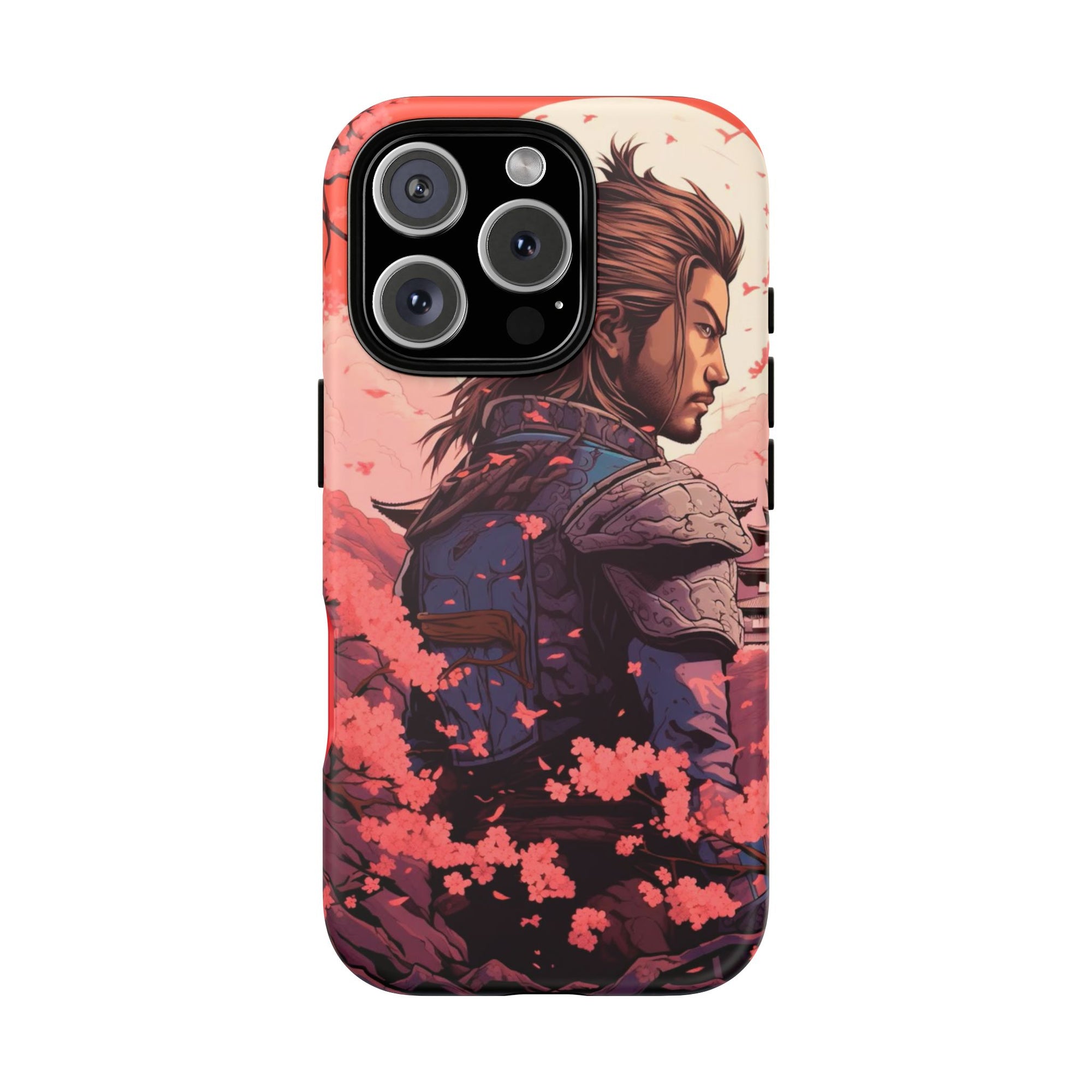 Samurai Phone Case, Tough Cases for Men, Cherry Blossom Art, Gift for Anime Fans, Unique Phone Accessory, Stylish Protection